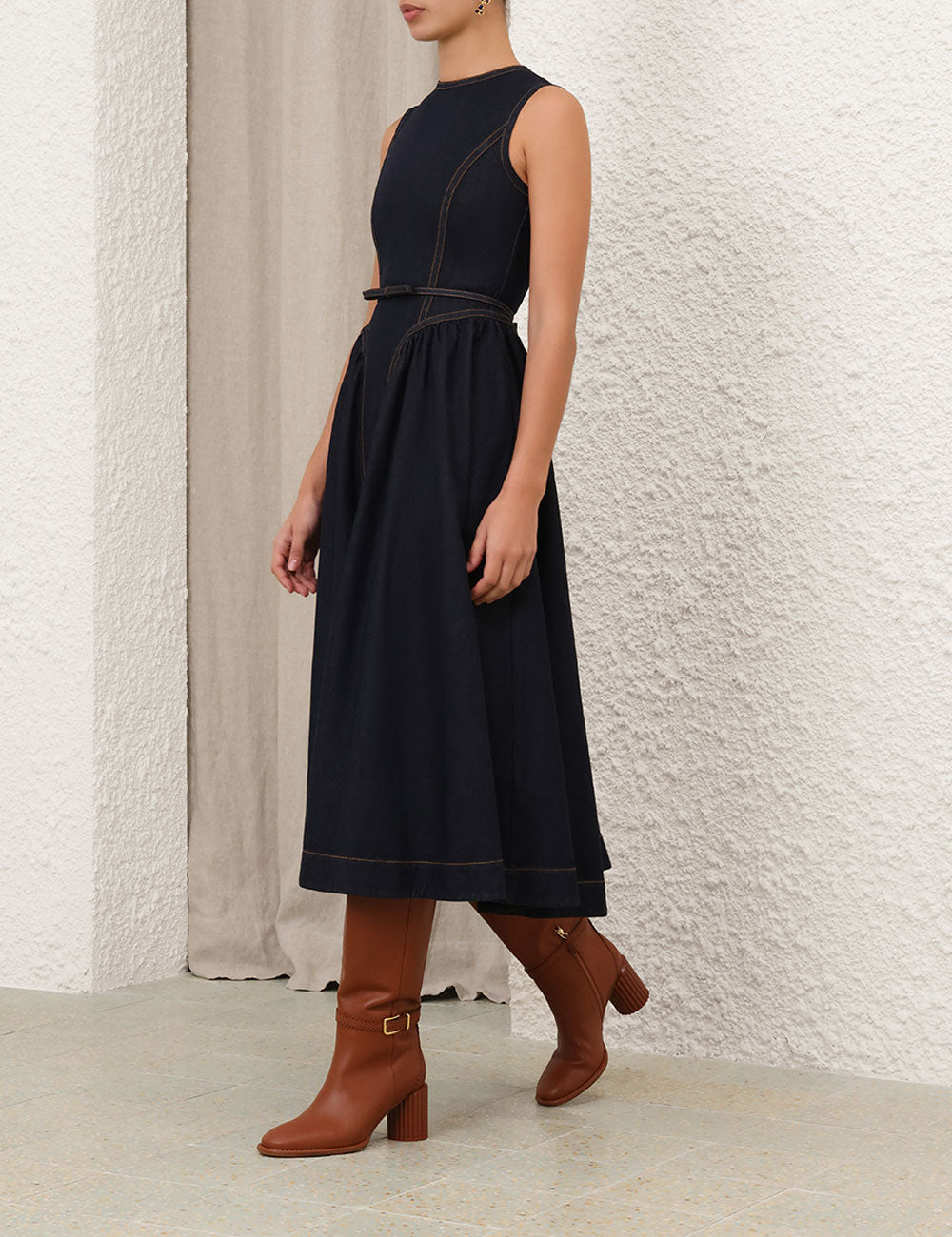 Zimmermann Denim Panelled Midi Dress