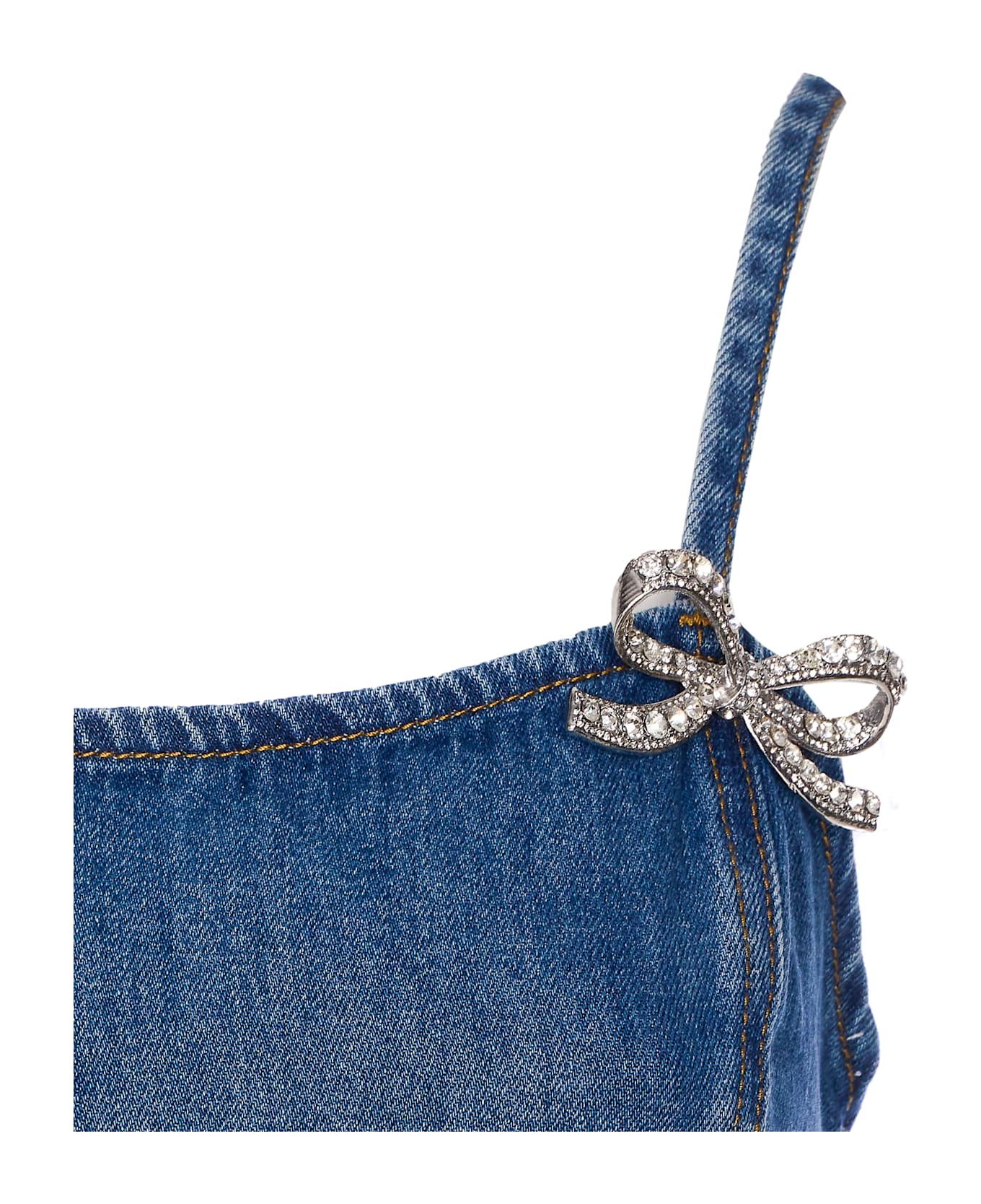 Vestido mini acampanado de mezclilla ligera Self-Portrait 