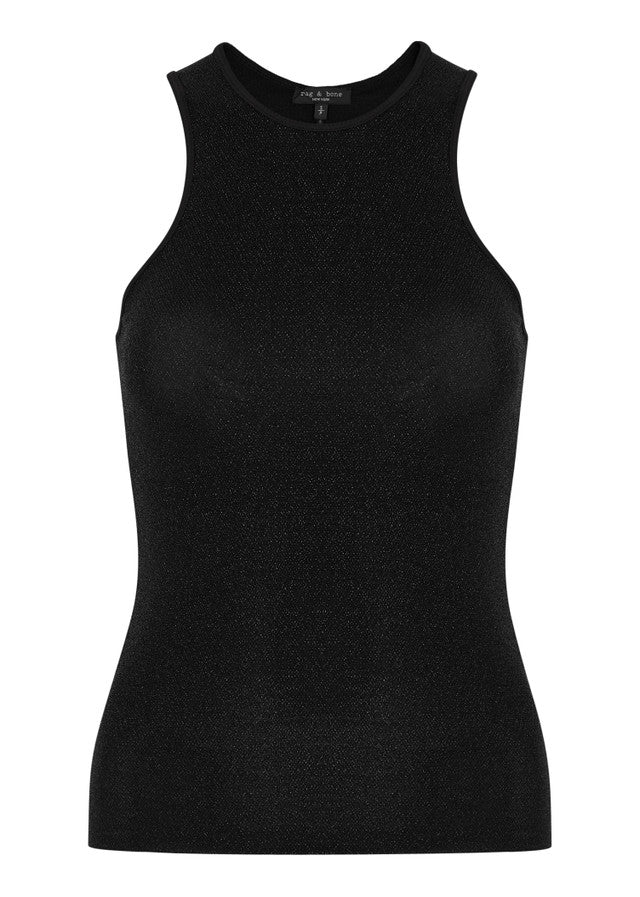 High Neck Fitted Tank Black