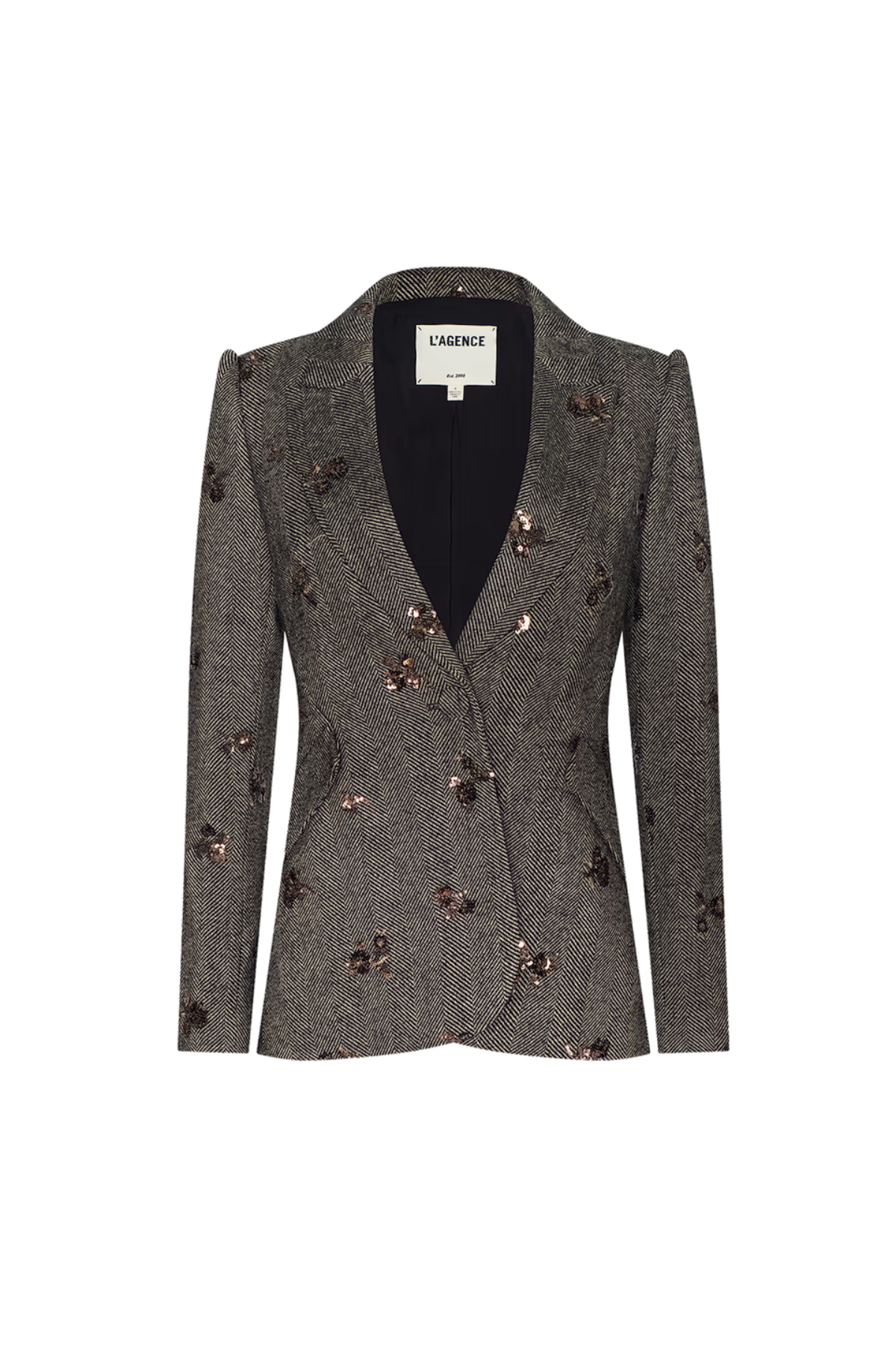 L'AGENCE Chamberlain Blazer - Beige/Black/Gold Flower