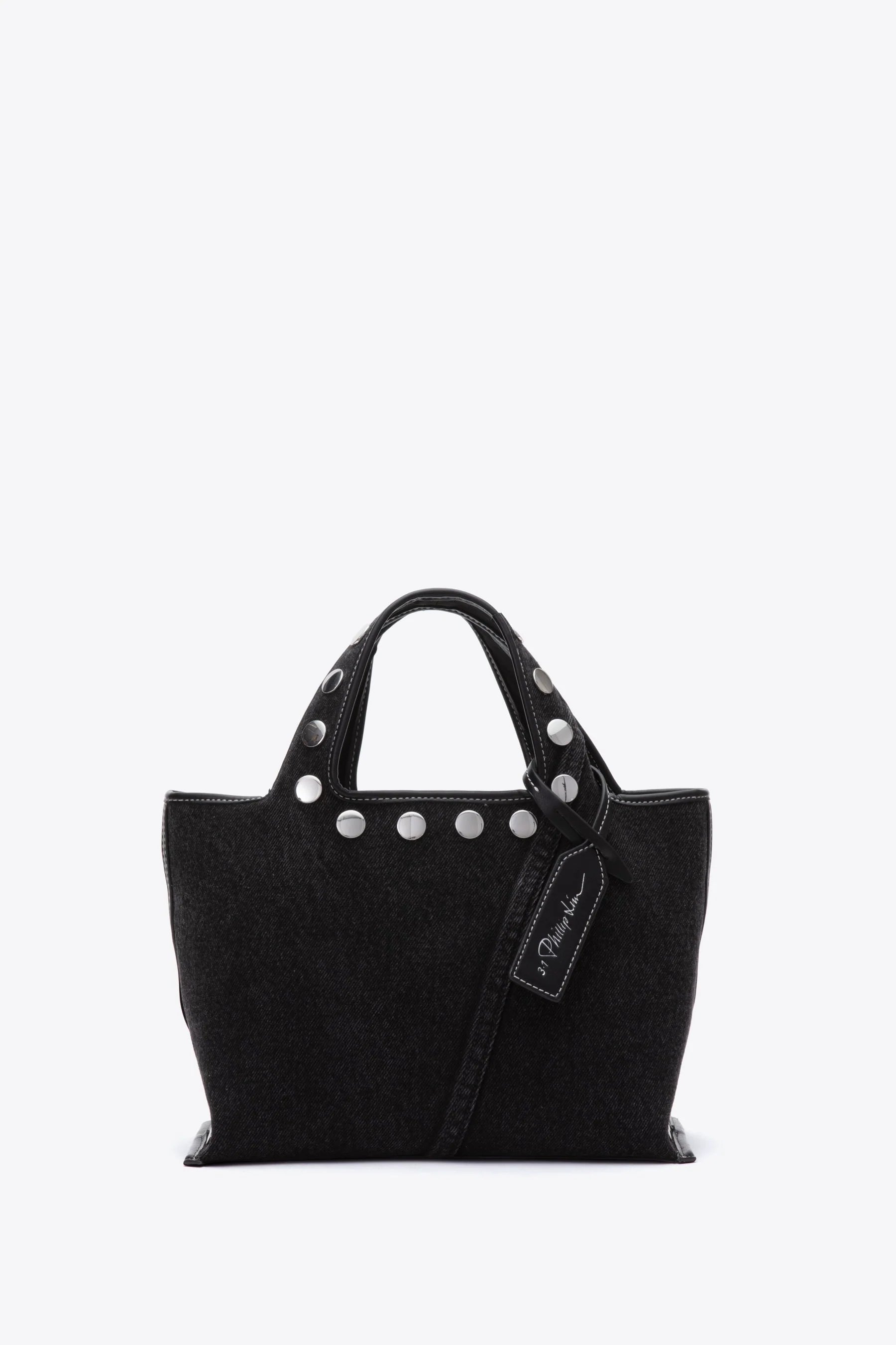 3.1 Phillip Lim Washed Denim Mini Market Tote with Studs