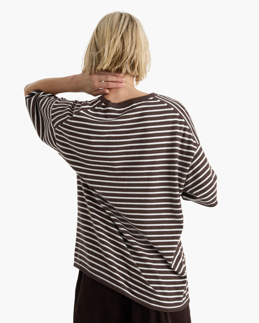 ATM Cotton Cashmere Oversized Striped Crewneck Tee