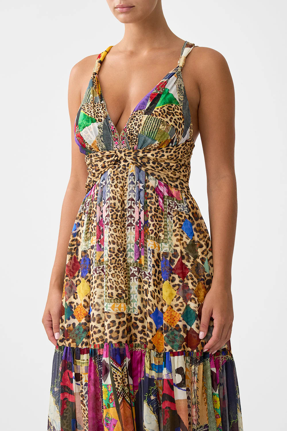 Camilla Bead Strap Gathered Panel Dress