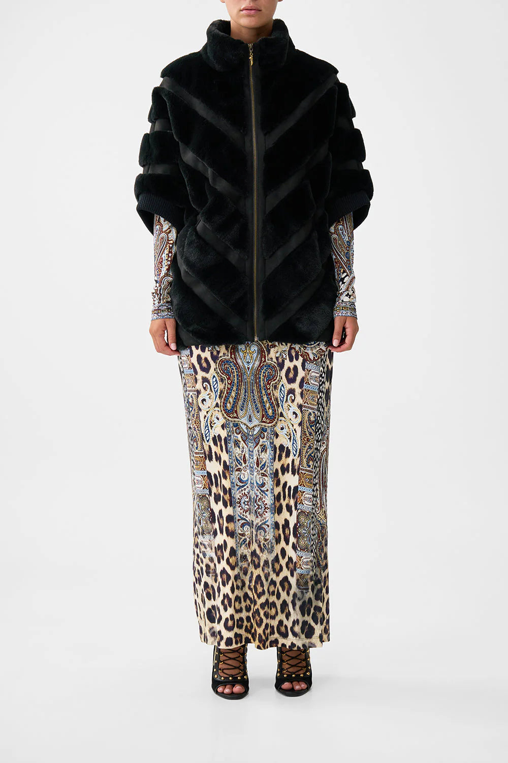 Camilla Faux Fur Short Sleeve Slouch Jacket