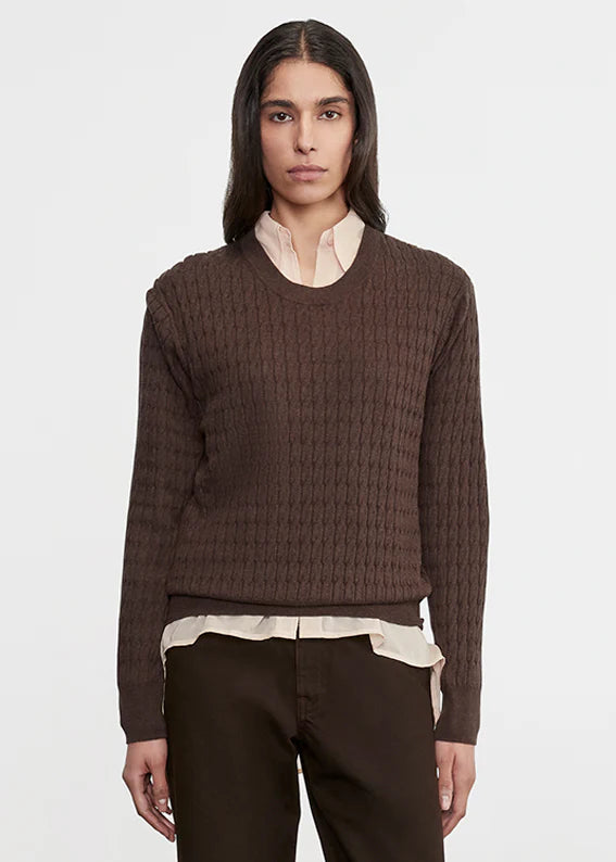Enza Costa Cashmere Cotton Cable Knit Easy Crew