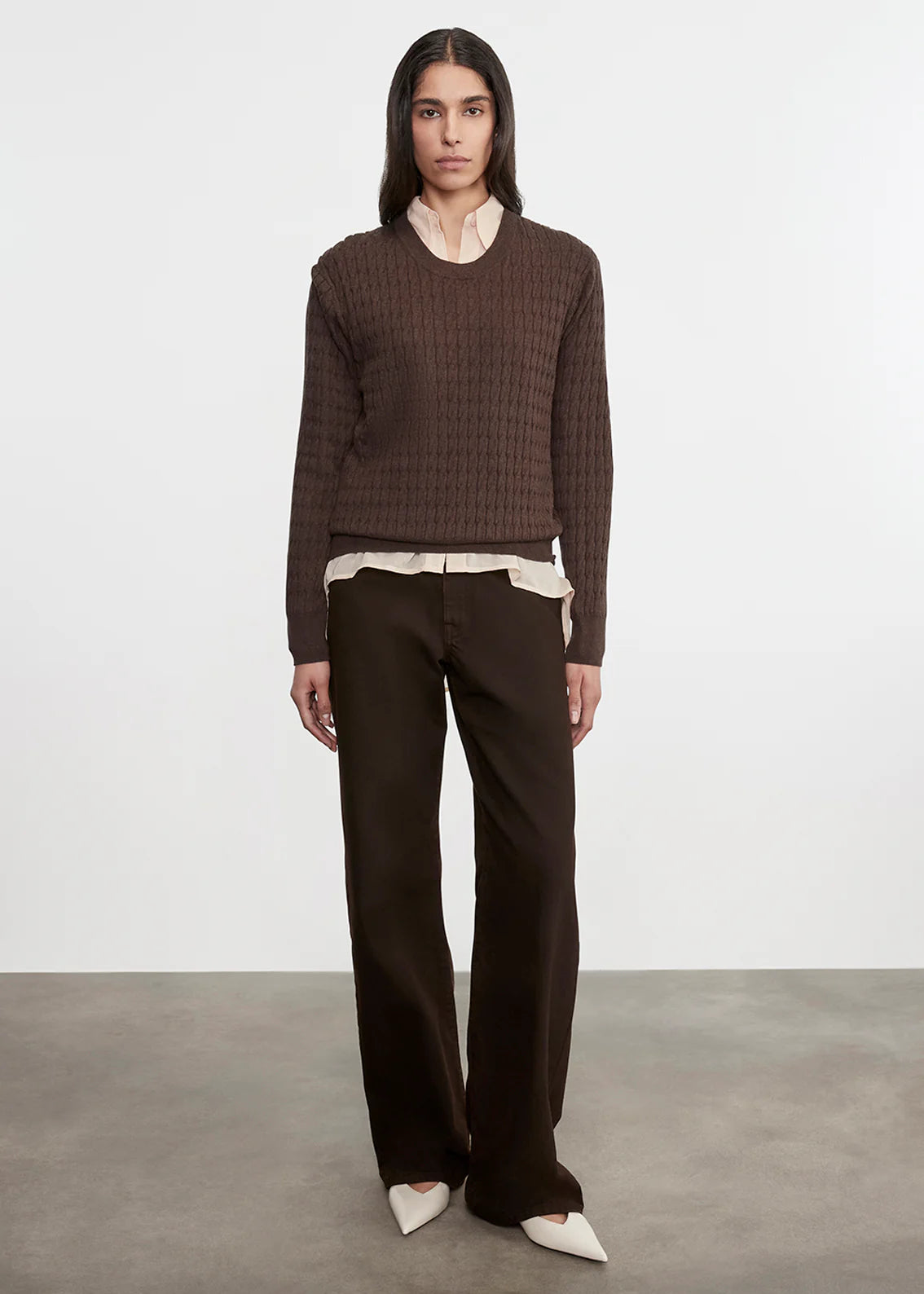 Enza Costa Cashmere Cotton Cable Knit Easy Crew