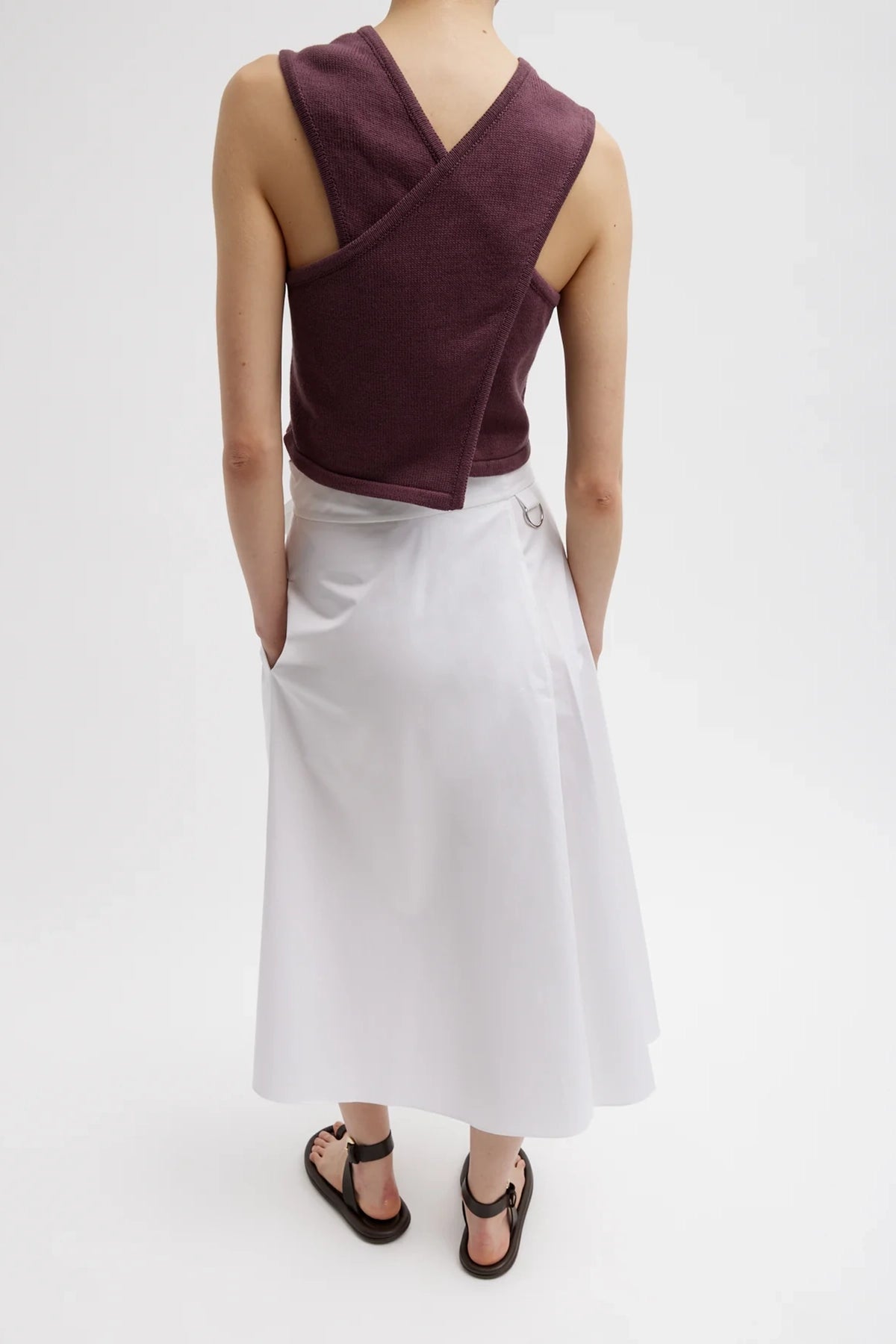 Tibi Cotton Criss Cross Cropped Sleeveless Sweater