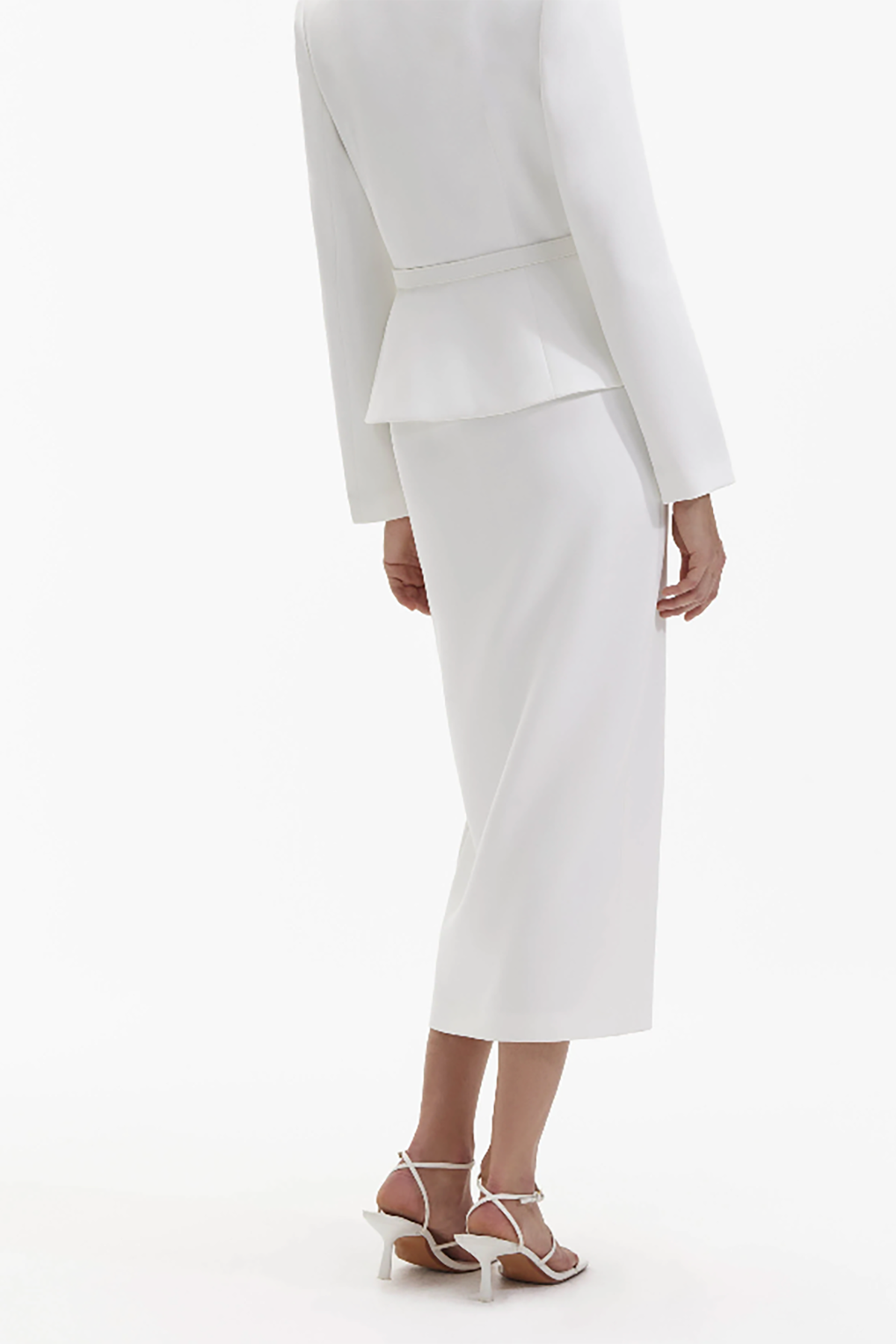 Self-Portrait White Crepe Tailored Midi Dress