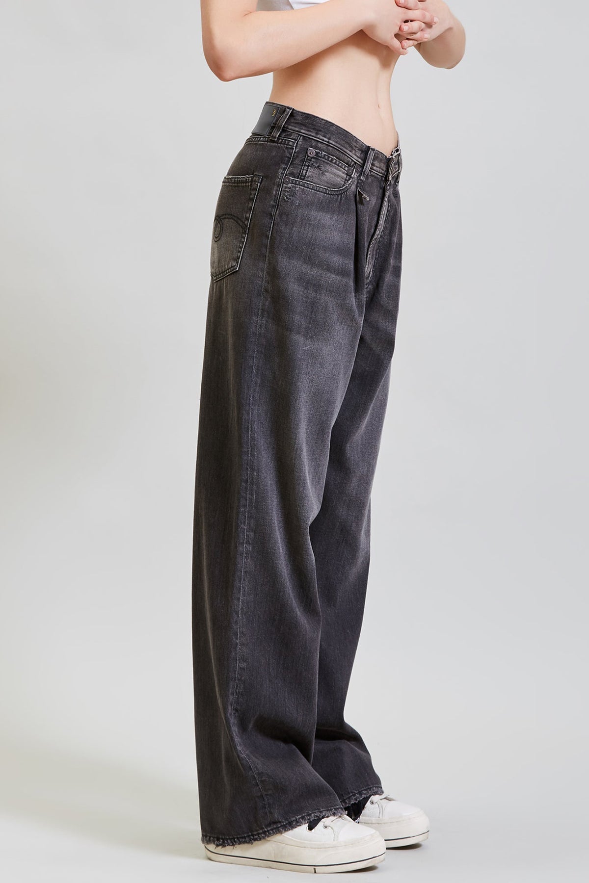 R13 Damon Pleated Wide Leg Jean