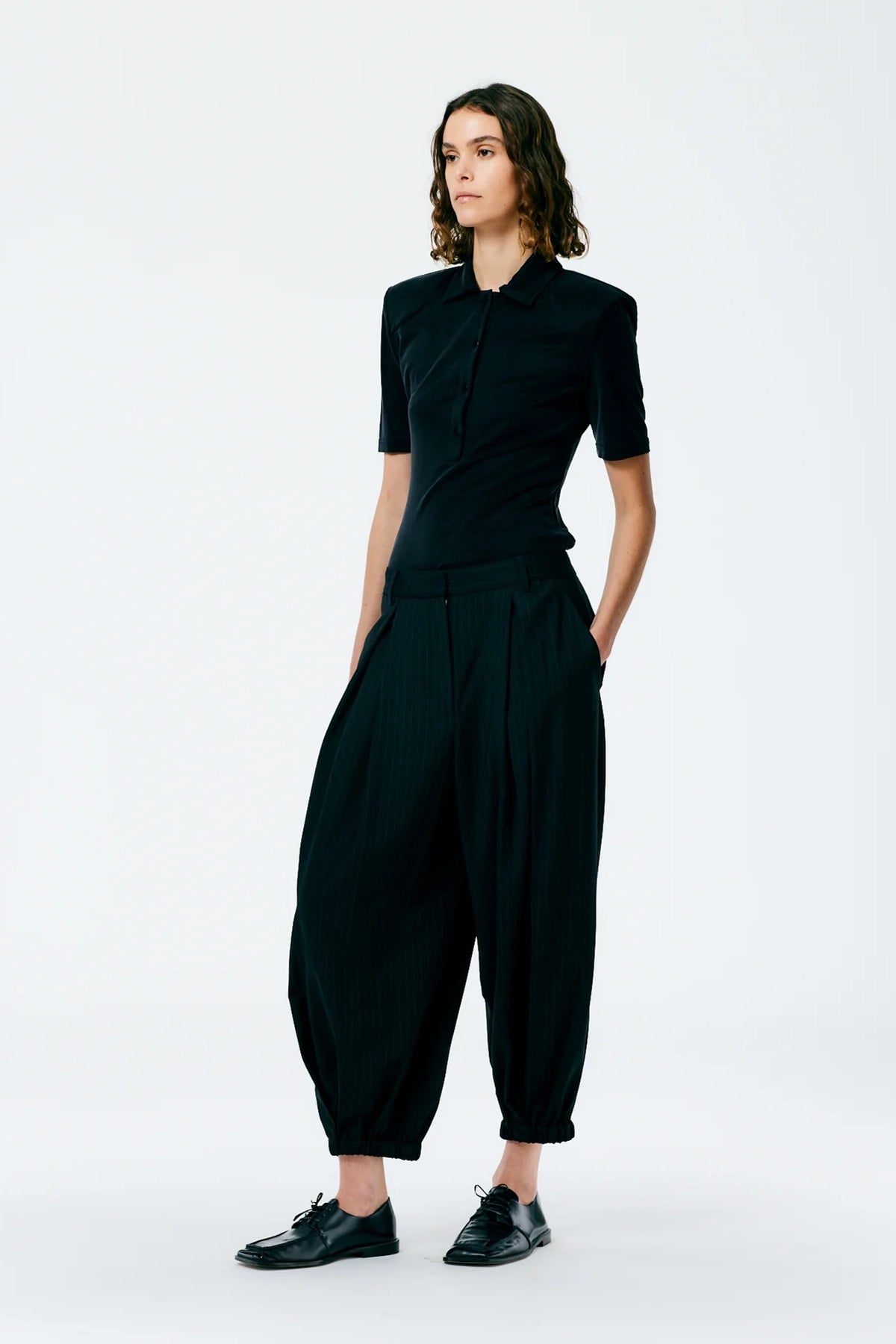 Tibi Dominic Pinstripe Eden Pleated Balloon Pant