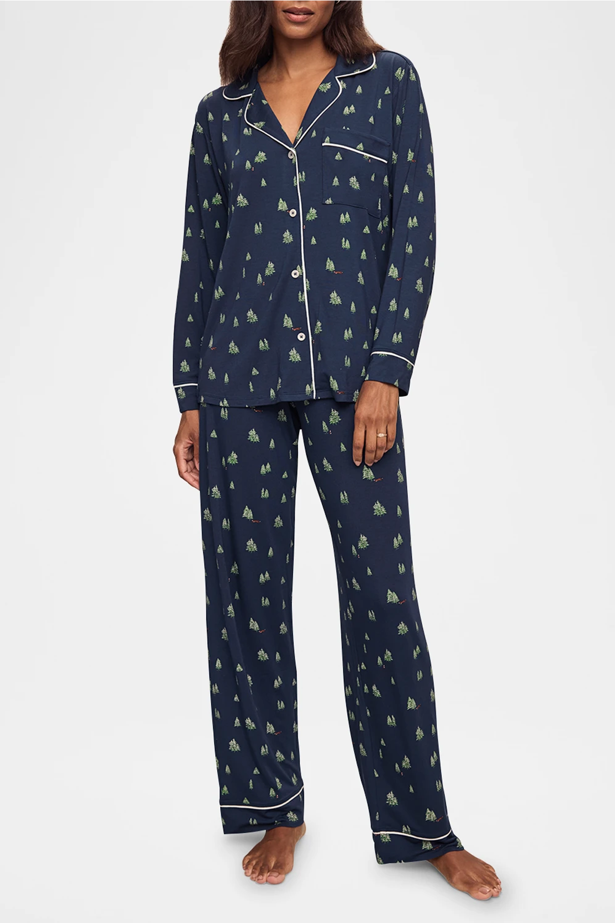 Eberjey Gisele Ribbon Printed Long PJ Set