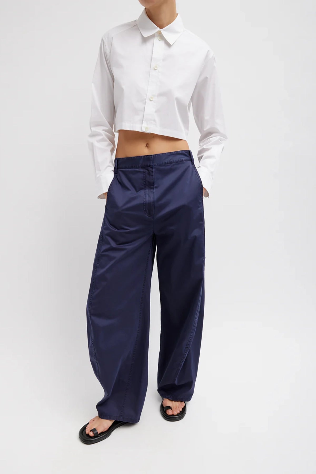 Tibi Eco Poplin Cropped Shirt