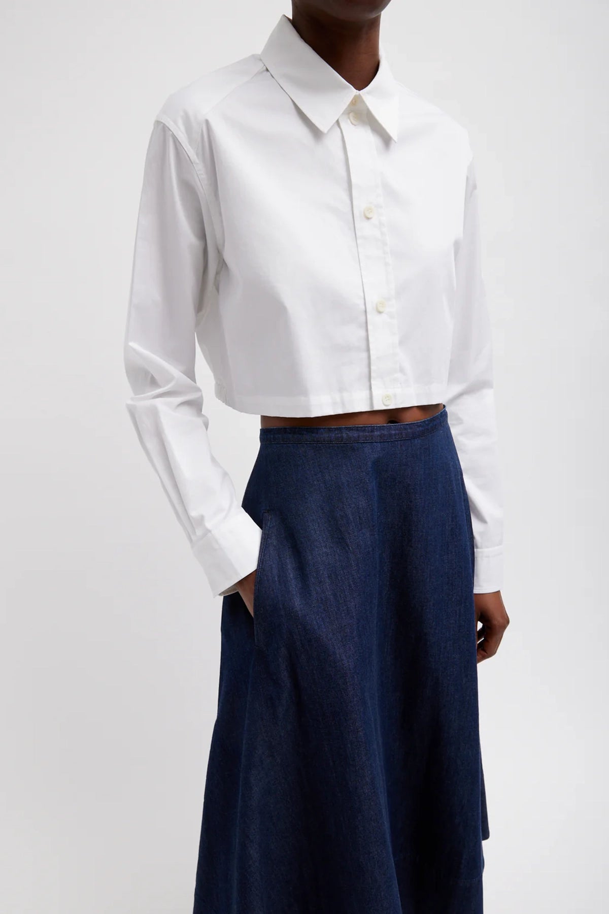 Tibi Eco Poplin Cropped Shirt