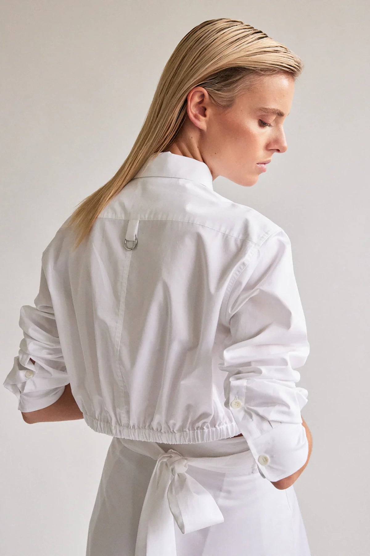 Tibi Eco Poplin Cropped Shirt