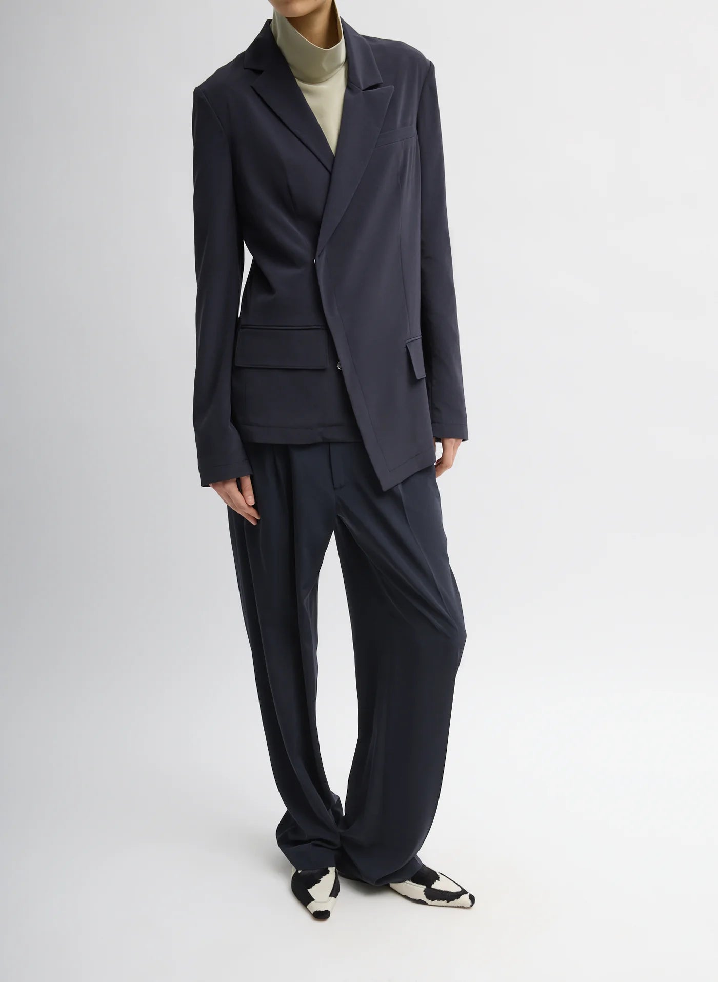 Tibi Relaxed Suiting Asymmetrical Wrap Blazer