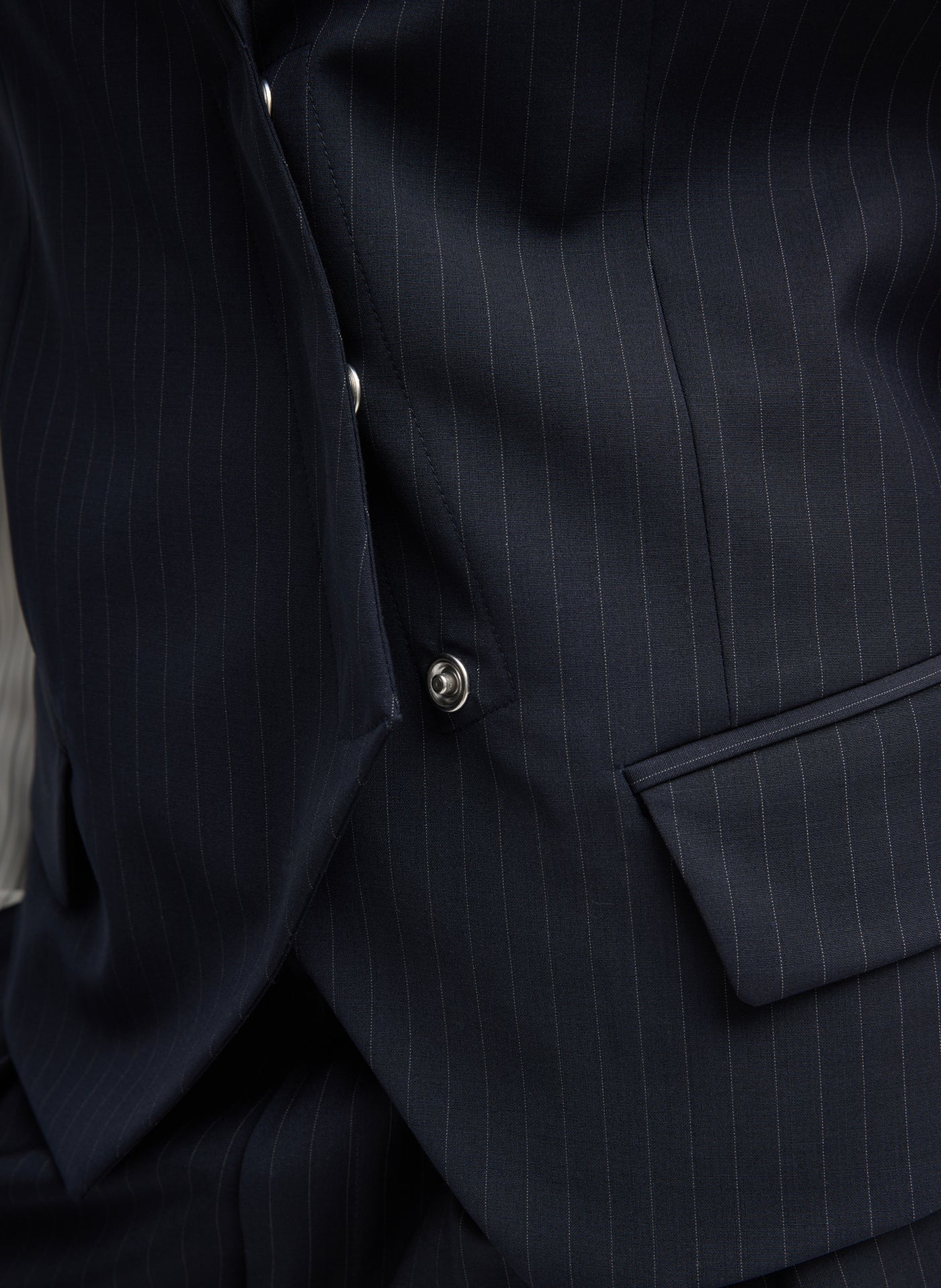 Tibi Mier Pinstripe Blazer With Combo Sleeves