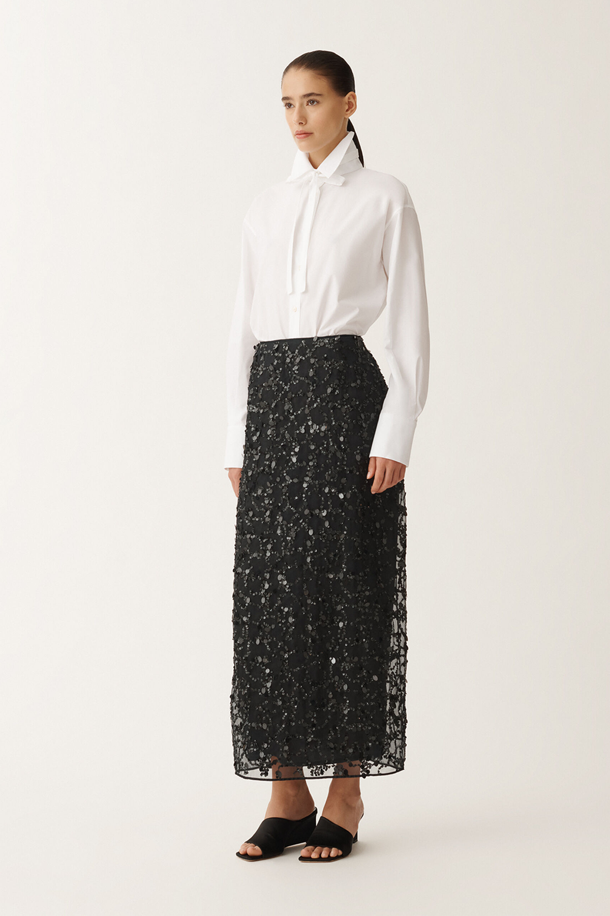 Fabiana Filippi Sequin Embroidered Organza Pencil Skirt