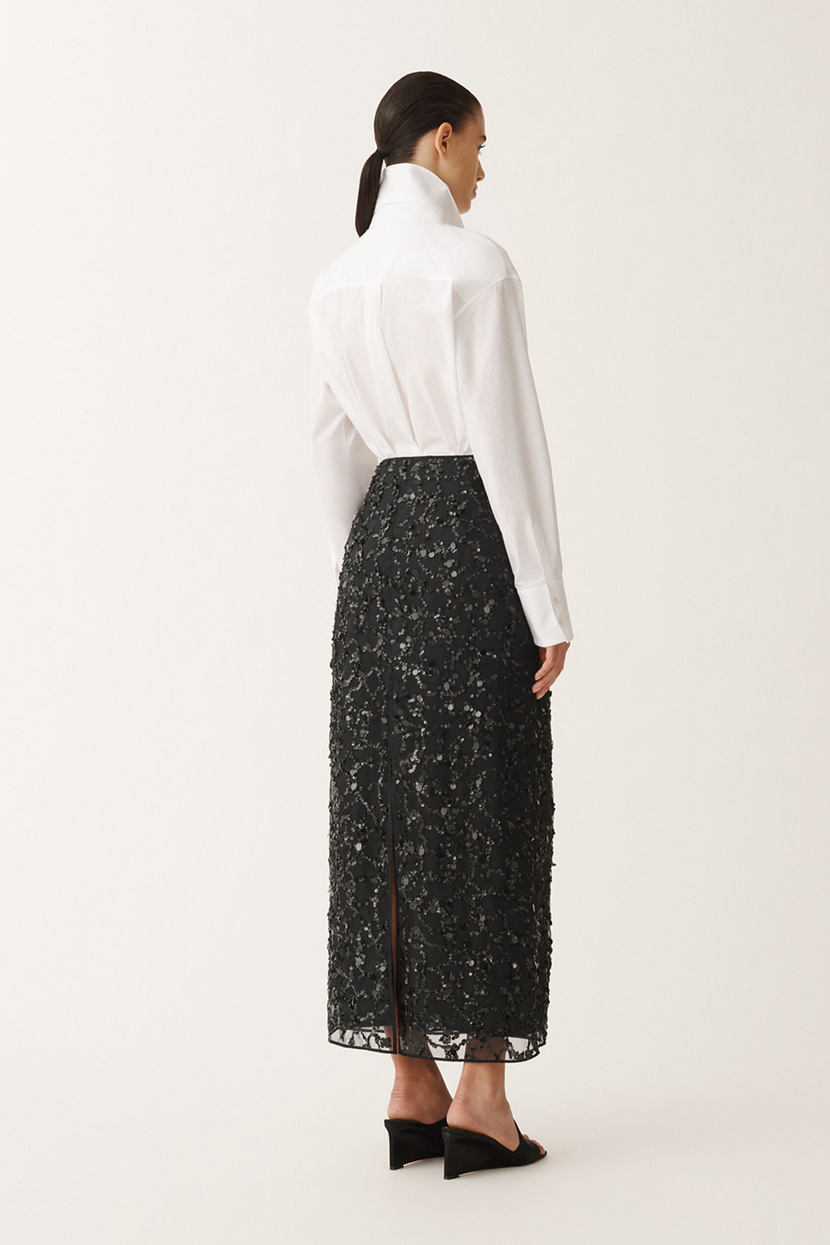 Fabiana Filippi Sequin Embroidered Organza Pencil Skirt