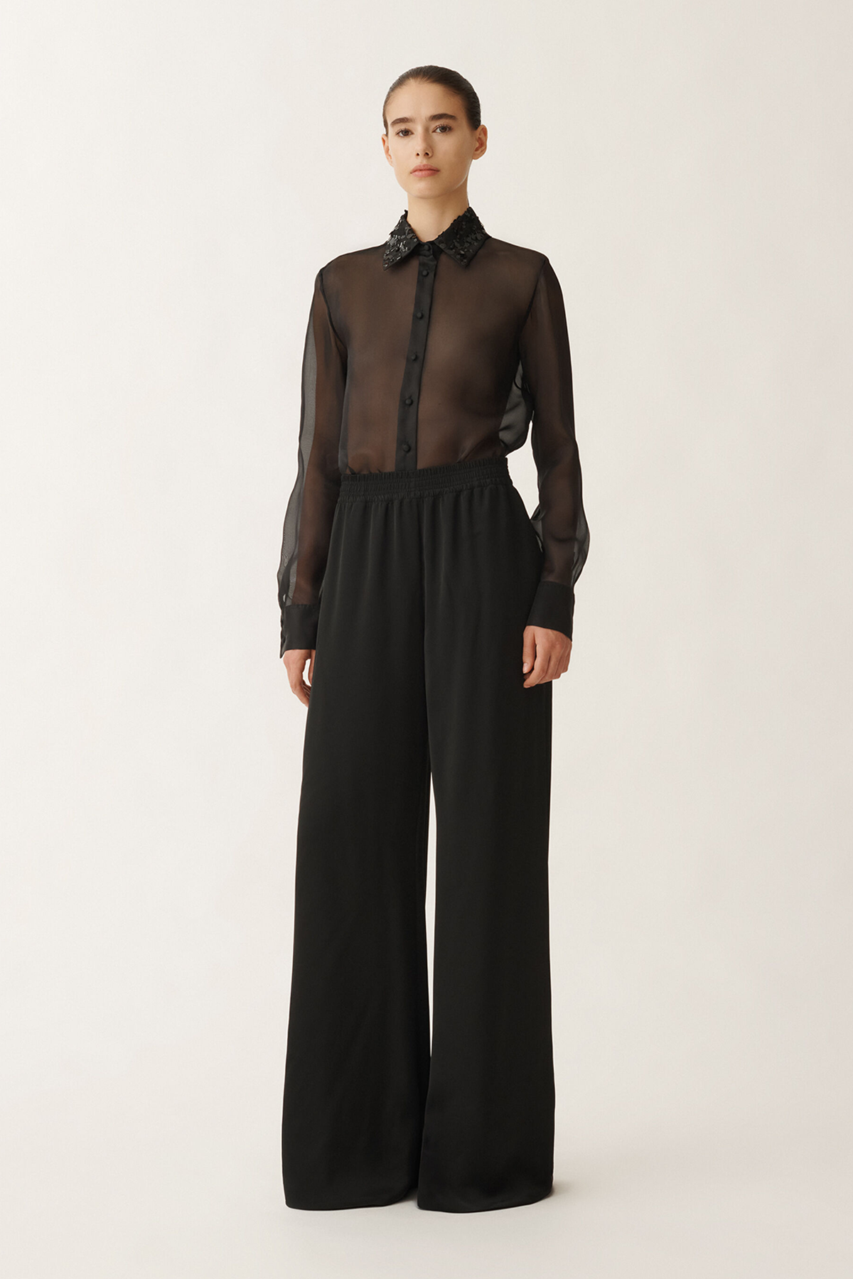 Fabiana Filippi Viscose Satin Wide Leg Trousers