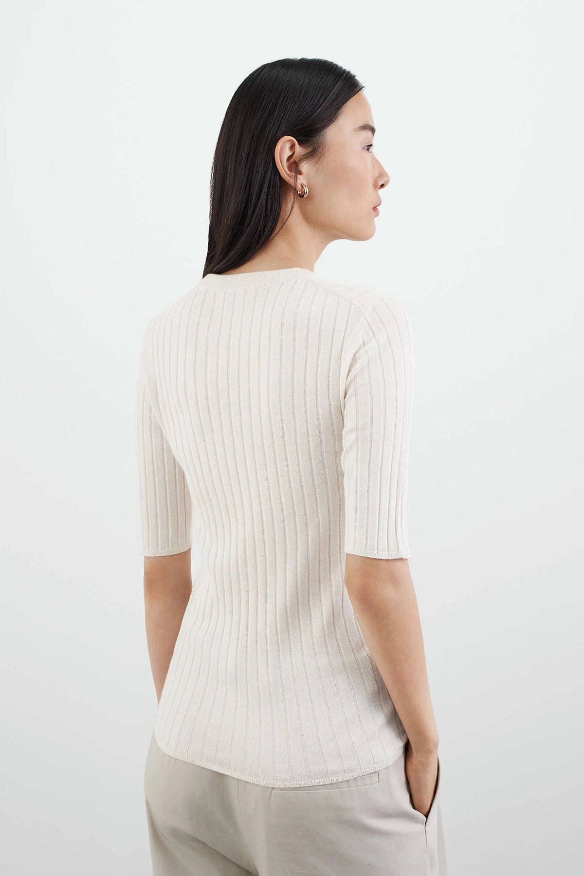 Soft Goat Fine Knit Rib T-shirt