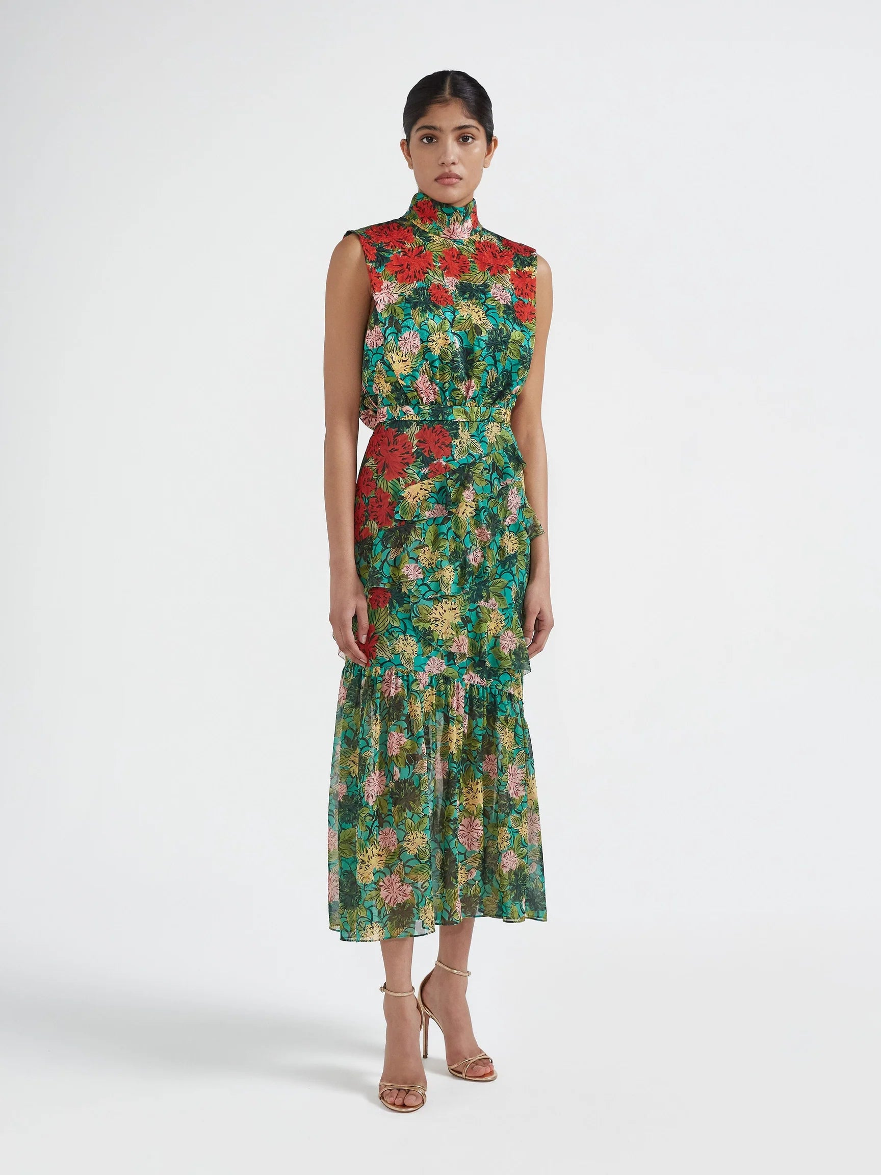 Saloni Fleur Ruffle Dress