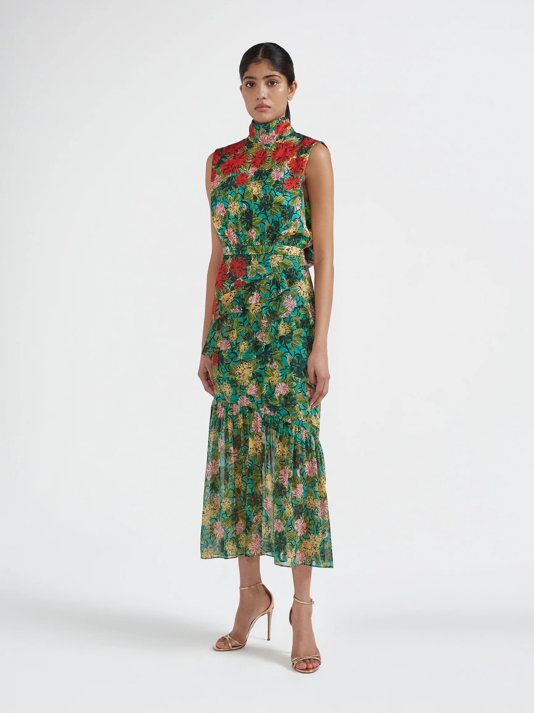 Saloni Fleur Ruffle Dress