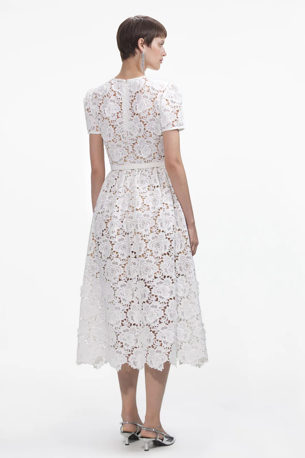 Self-Portrait Cream Floral Lace Midi Dress