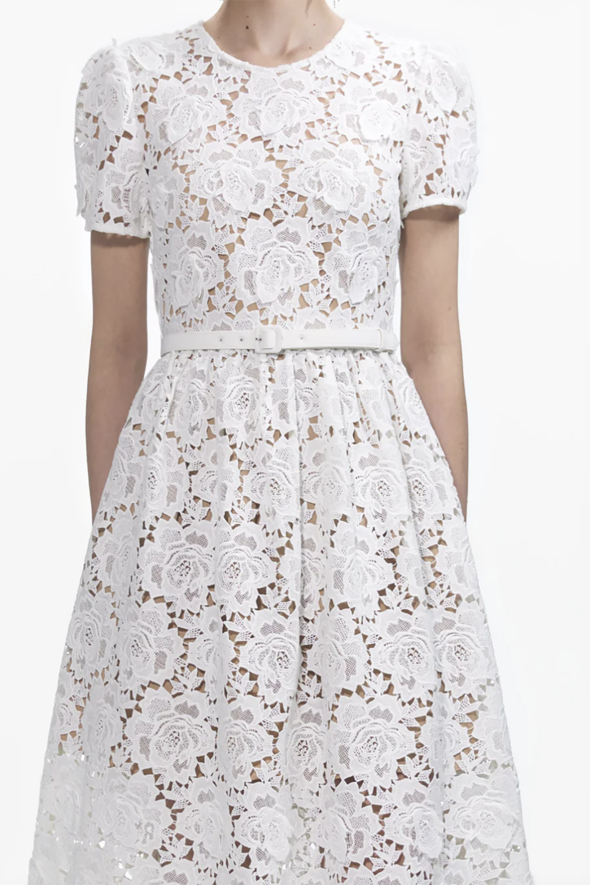 Self-Portrait Cream Floral Lace Midi Dress