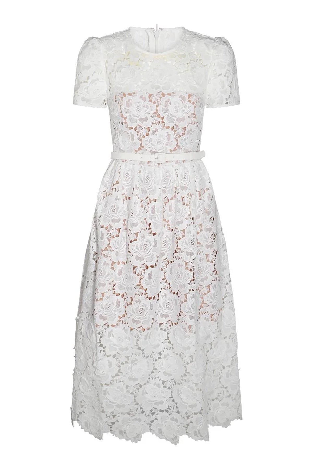 Self-Portrait Cream Floral Lace Midi Dress