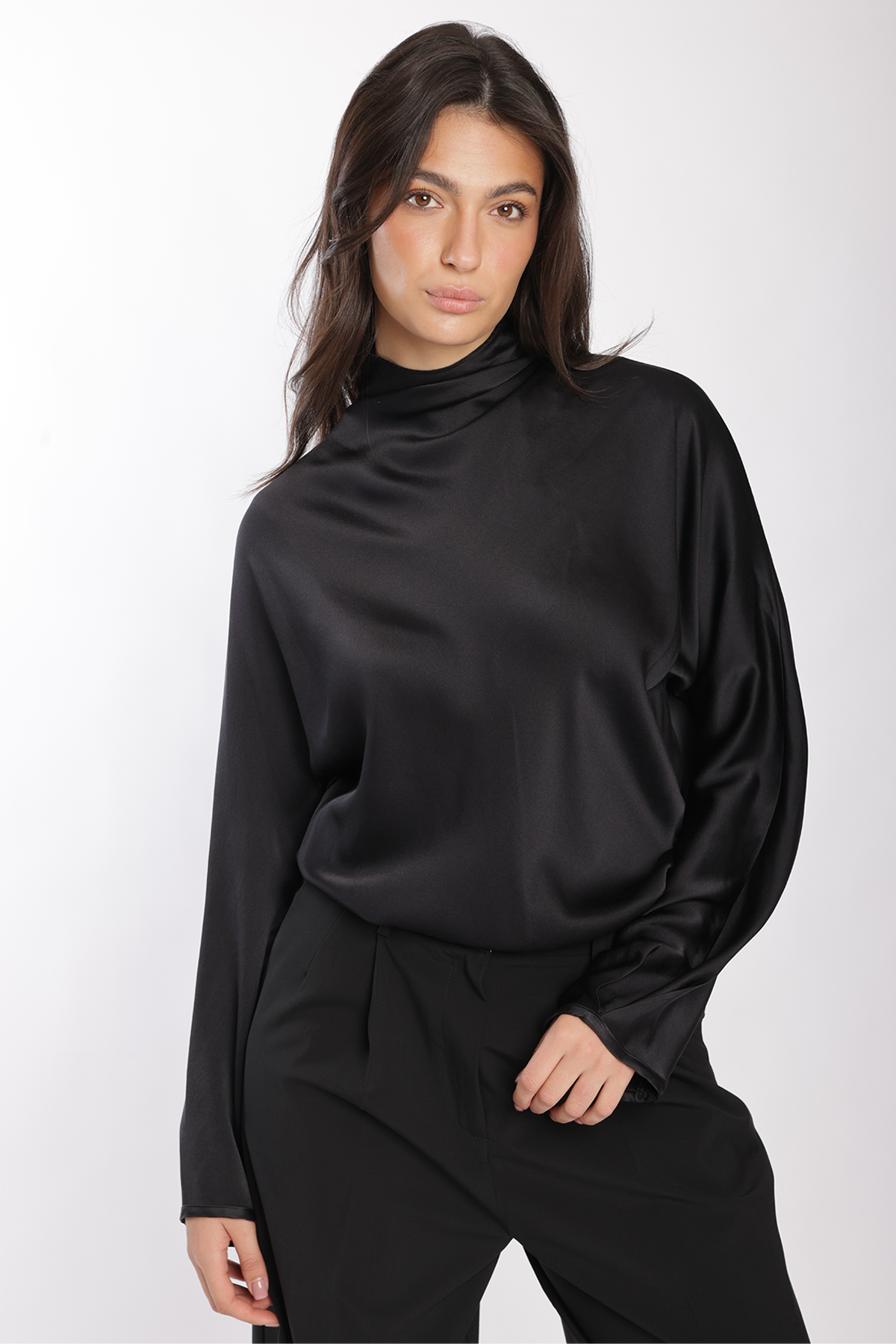 Forte Forte Silk Satin Crater Neck Shirt