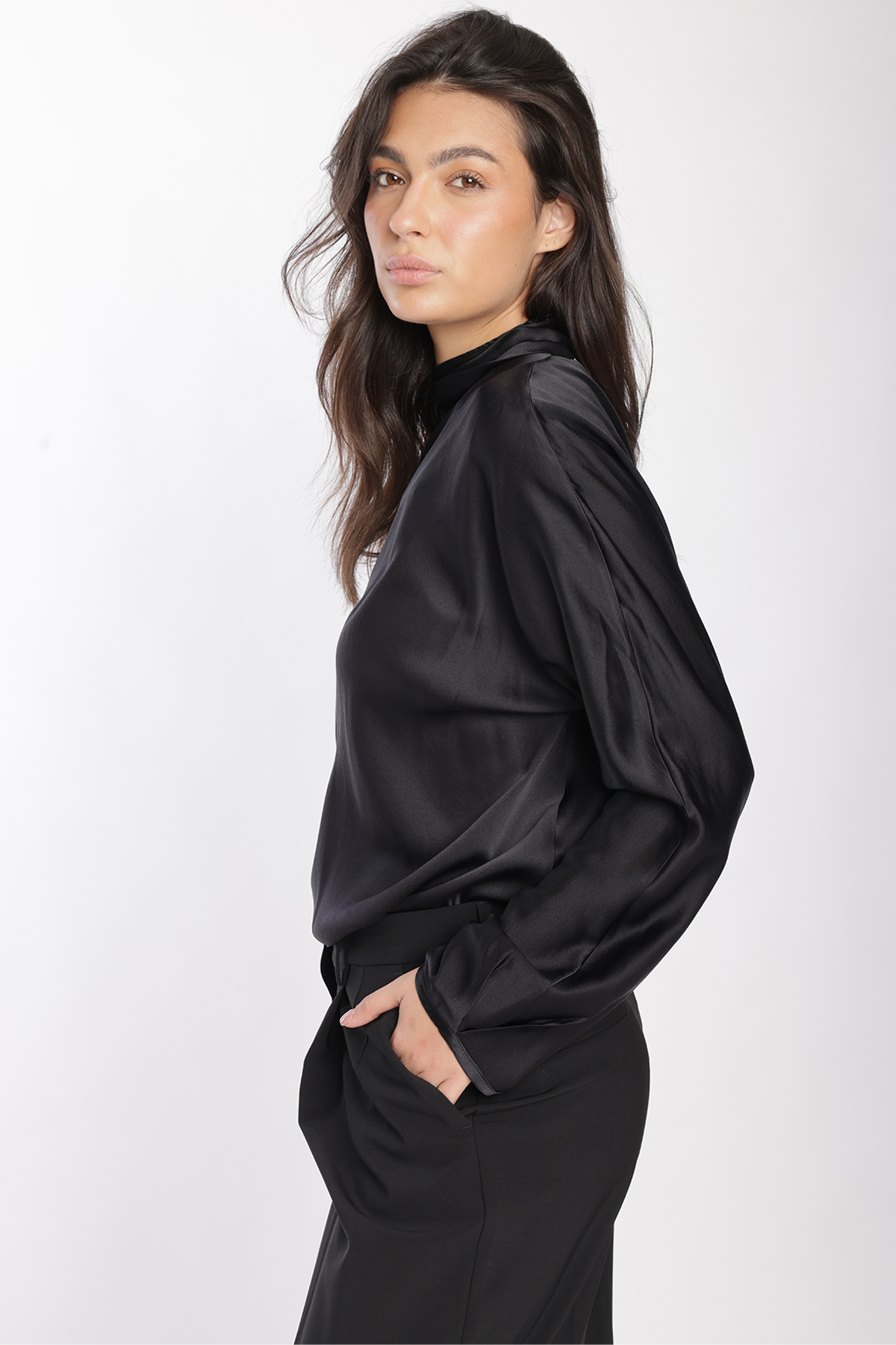 Forte Forte Silk Satin Crater Neck Shirt