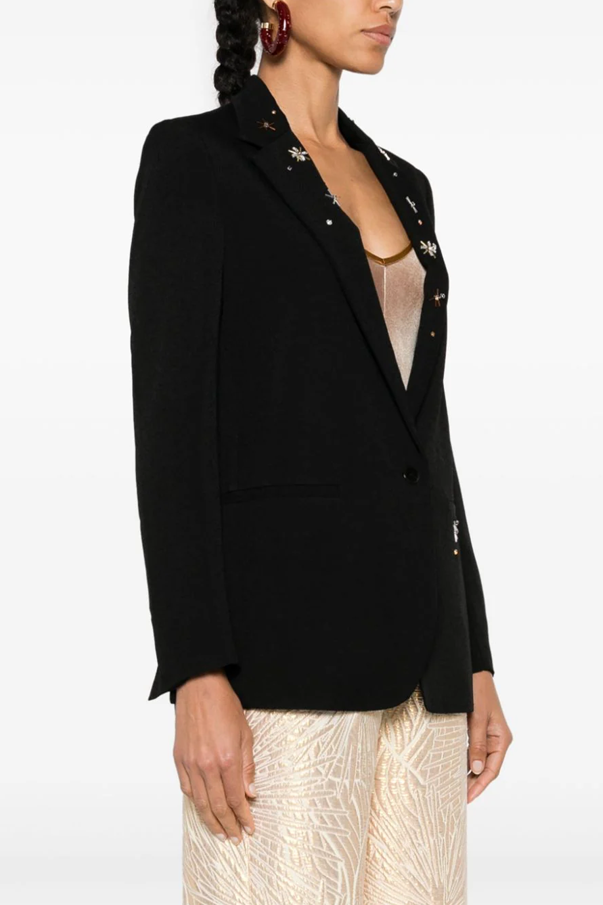 Forte Forte Viscose Chic Sabl' Jacket With Crystals Embroidery