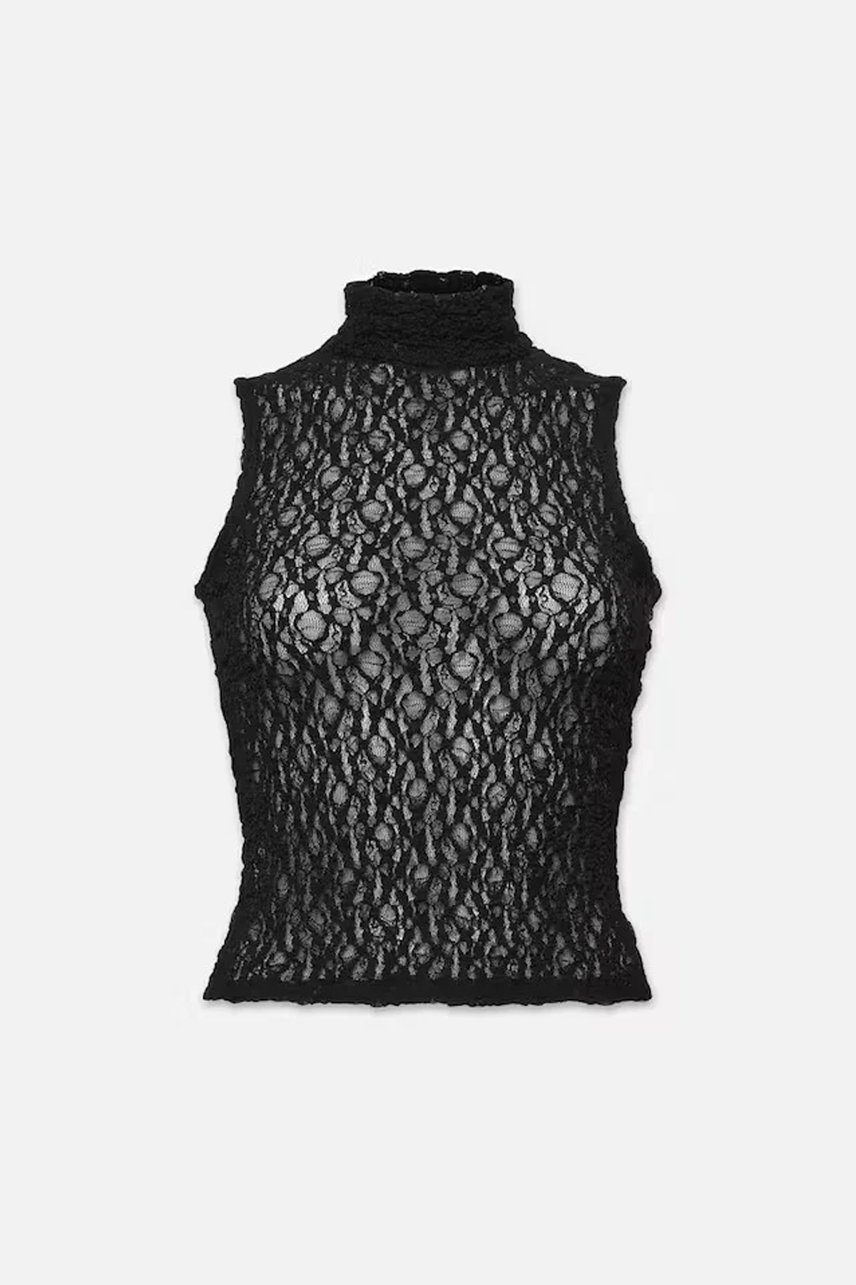 Frame Sleeveless Mesh Mockneck Top