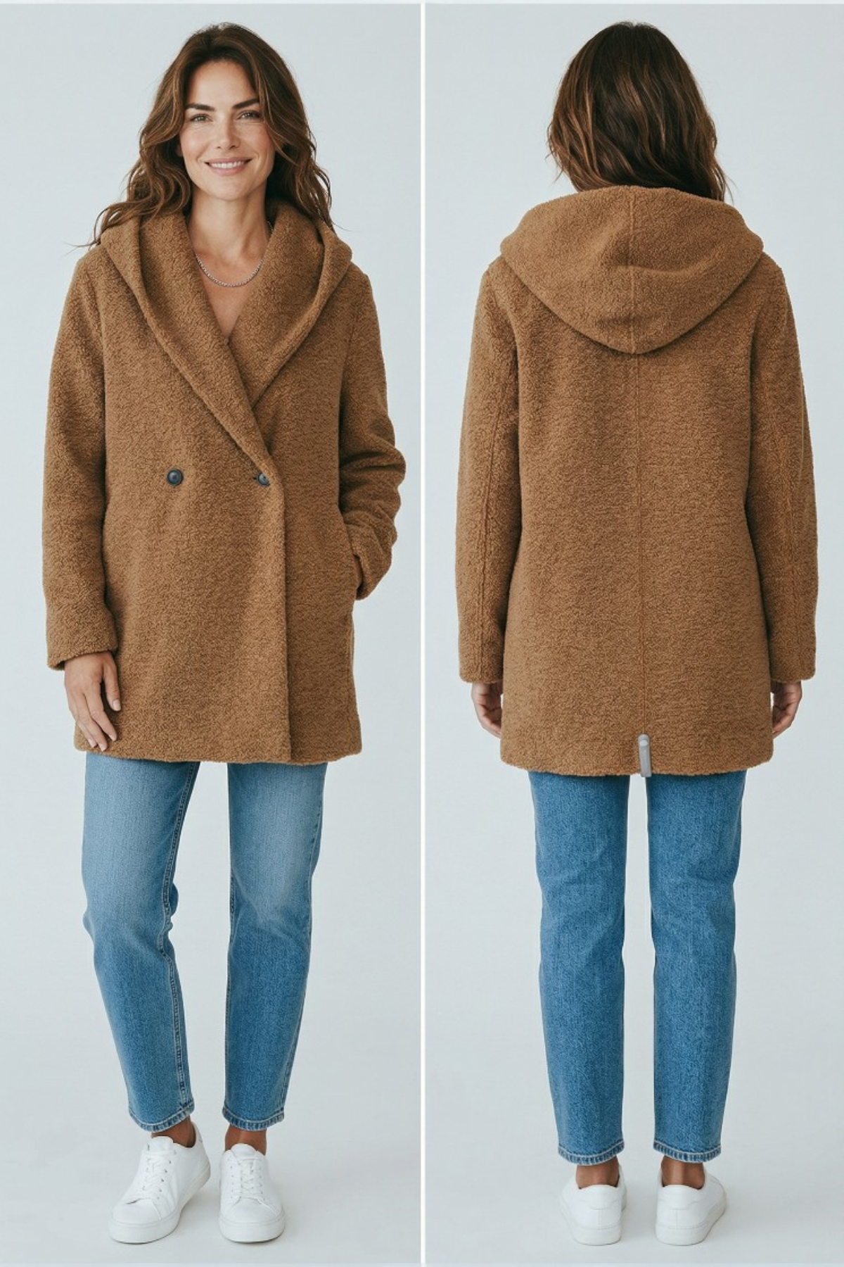 Harris Wharf Hooded Double Breasted Bouclé Jacket