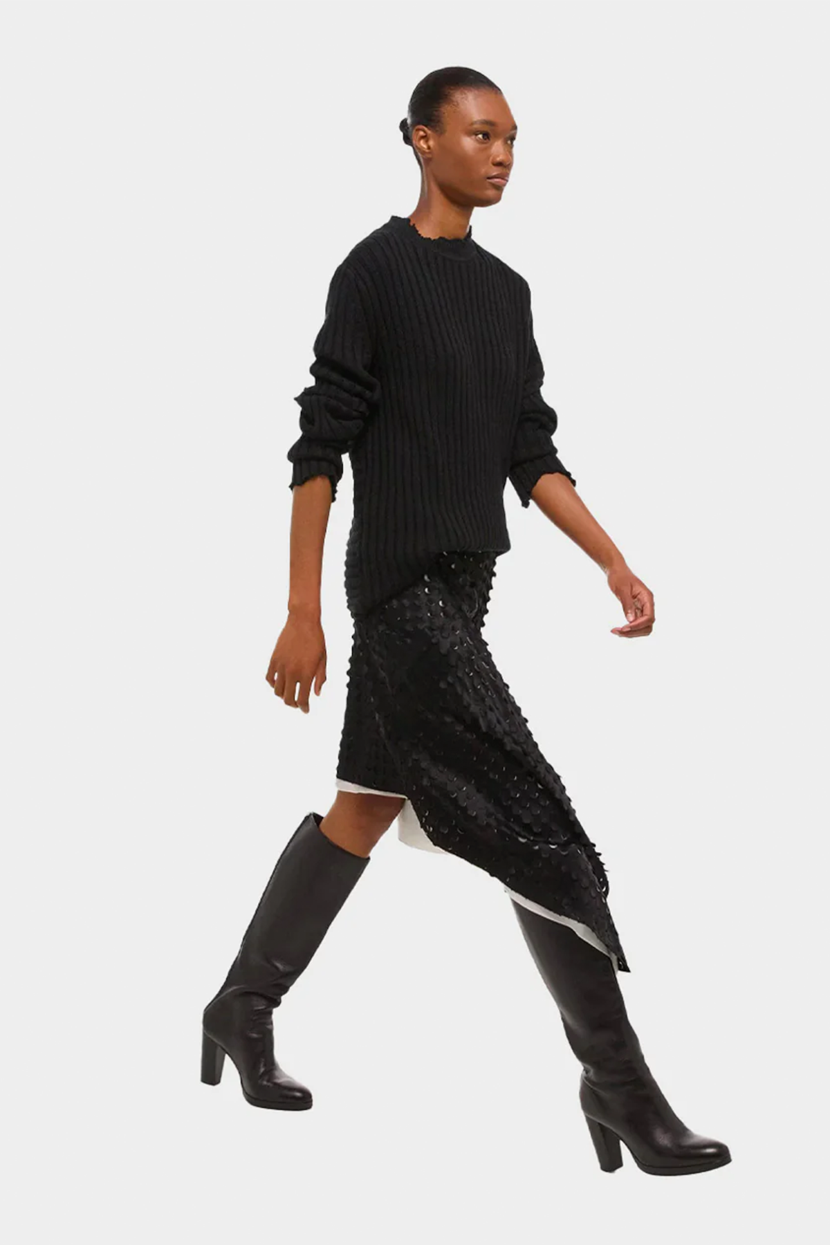 Helmut Lang Hole-Punched Scarf Hem Skirt