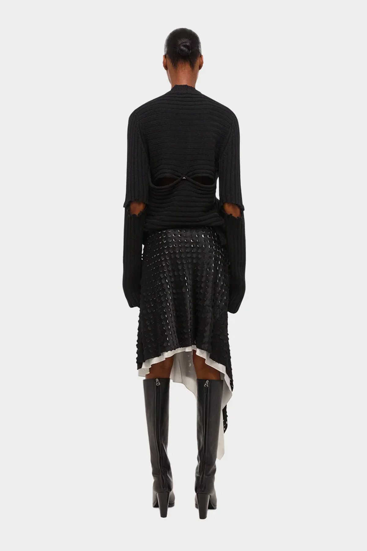 Helmut Lang Hole-Punched Scarf Hem Skirt