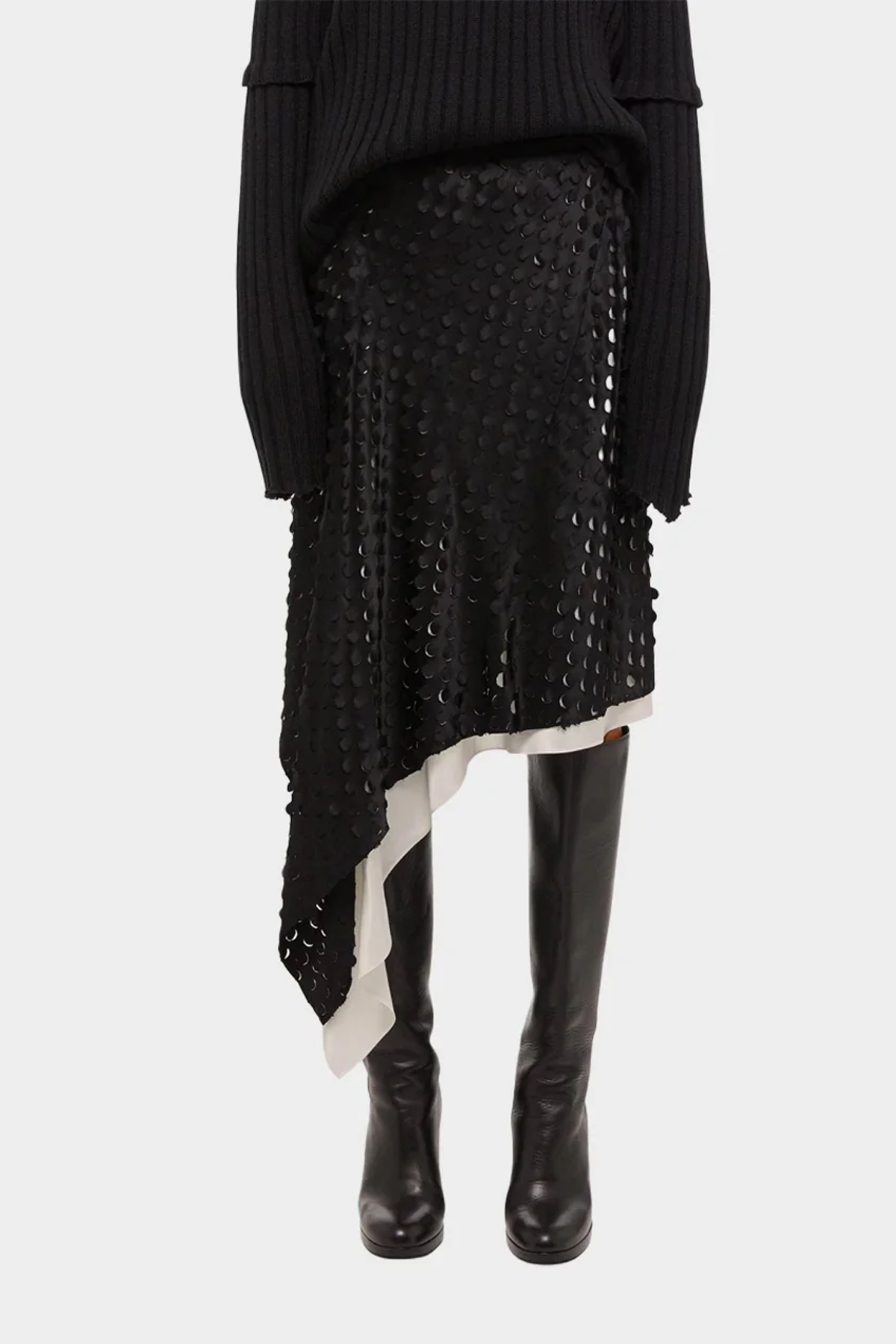 Helmut Lang Hole-Punched Scarf Hem Skirt