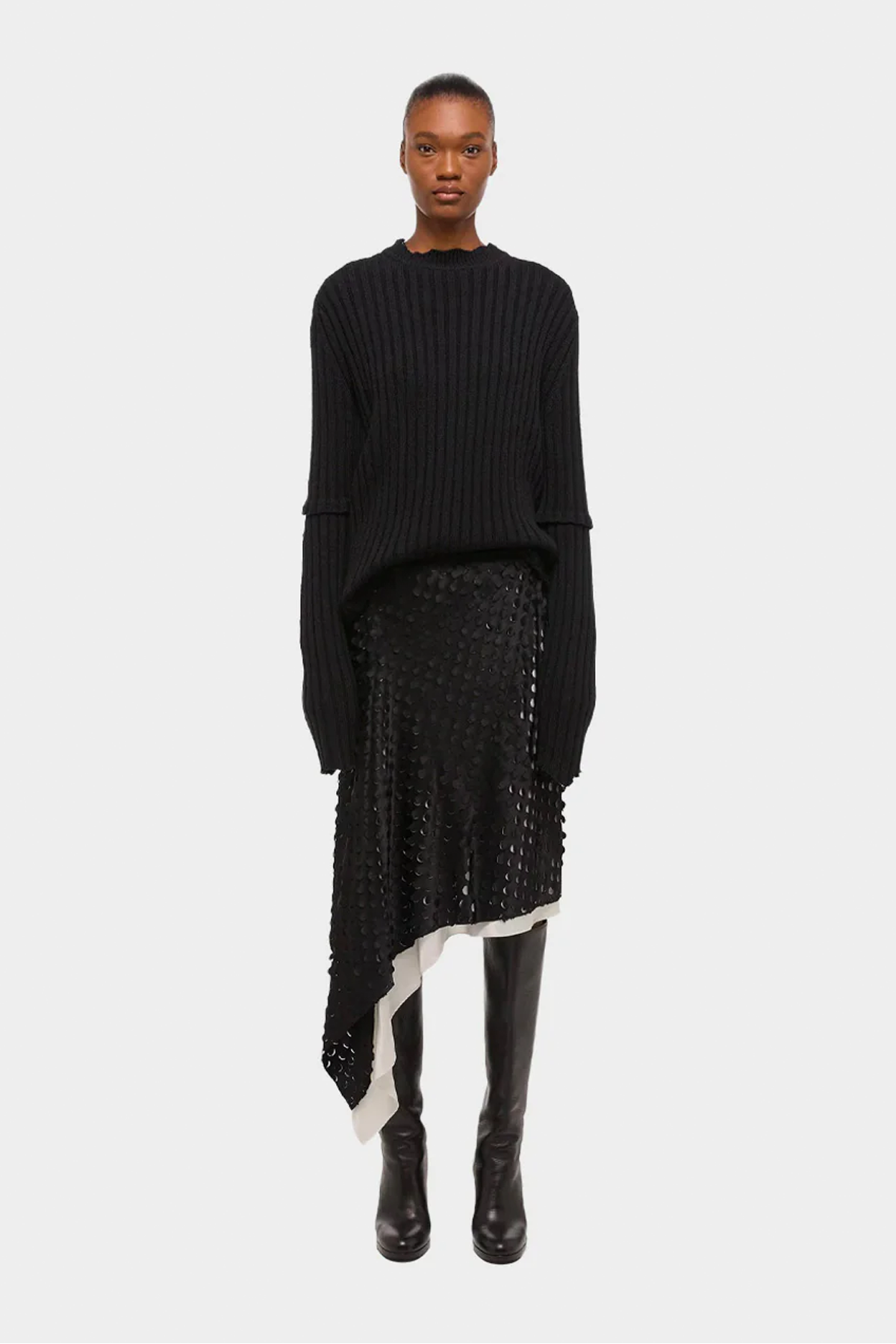 Helmut Lang Hole-Punched Scarf Hem Skirt