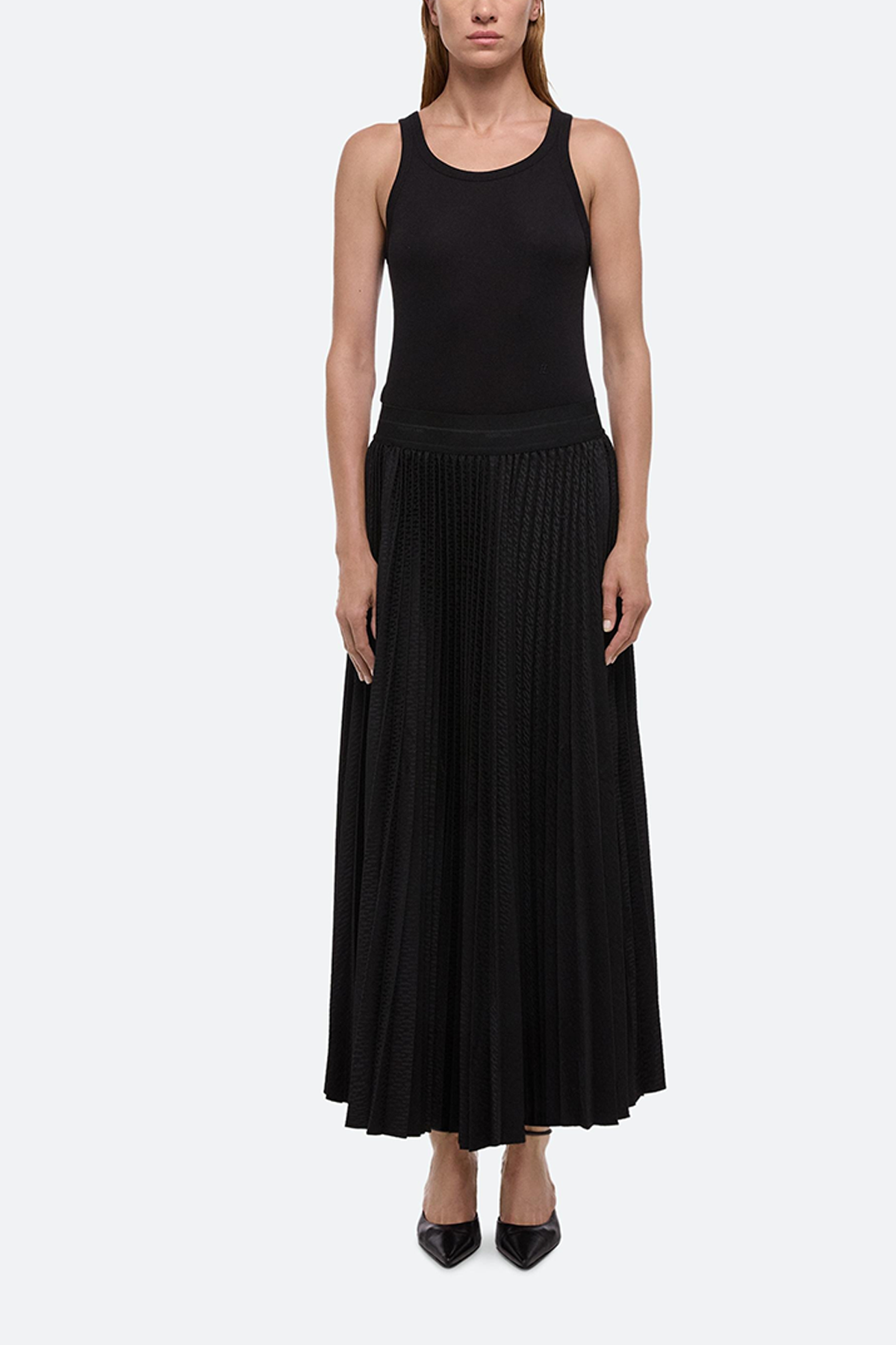 Helmut Lang Pleated Jacquard Skirt