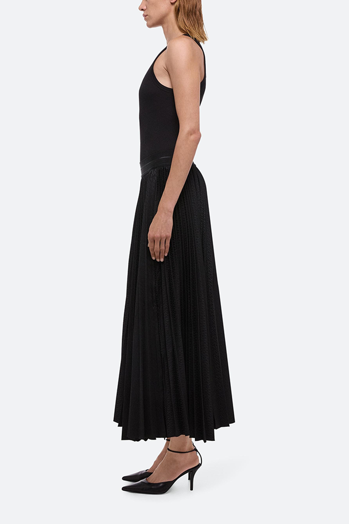 Helmut Lang Pleated Jacquard Skirt