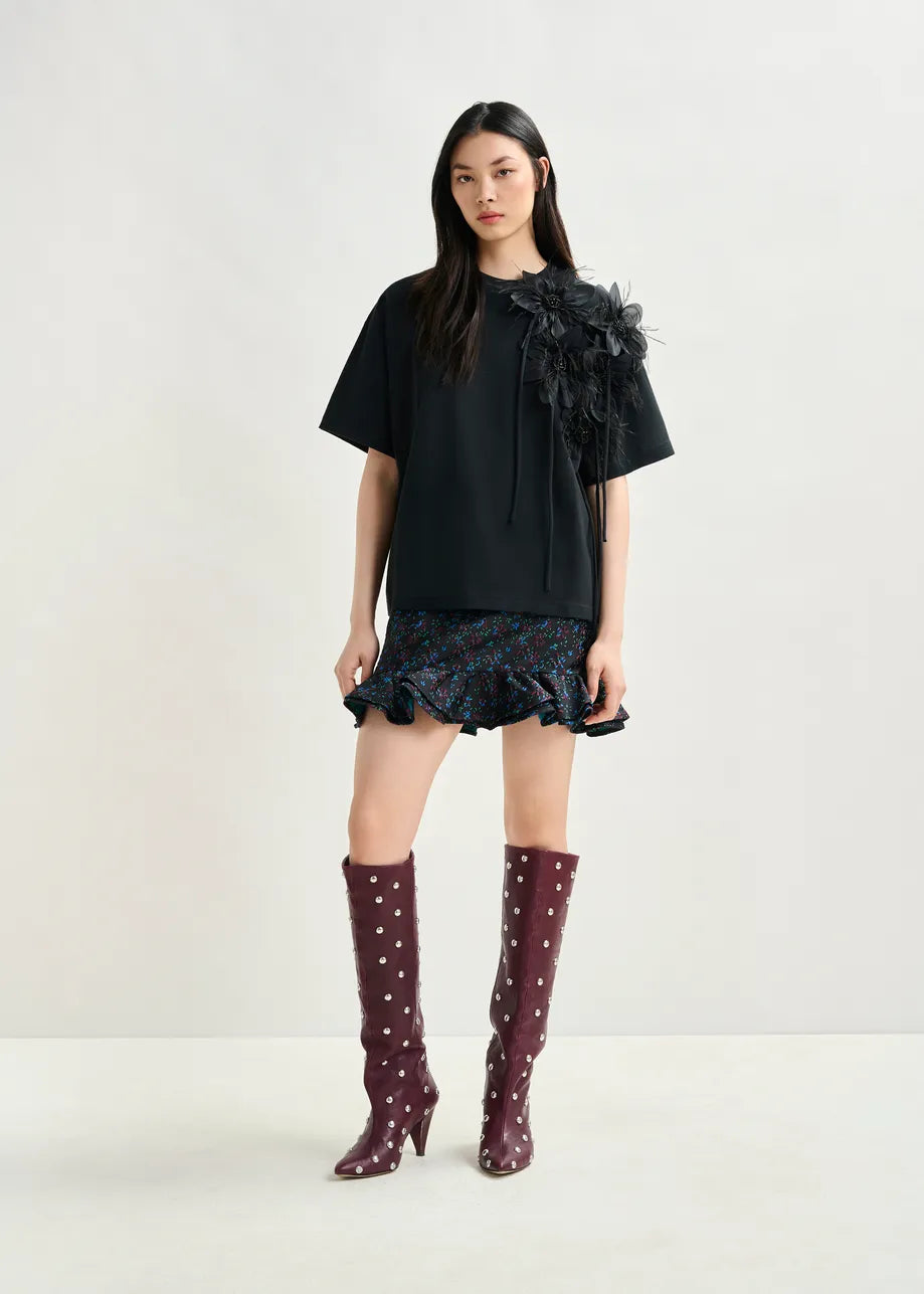 Essentiel Antwerp Cotton T-shirt With Floral Detail