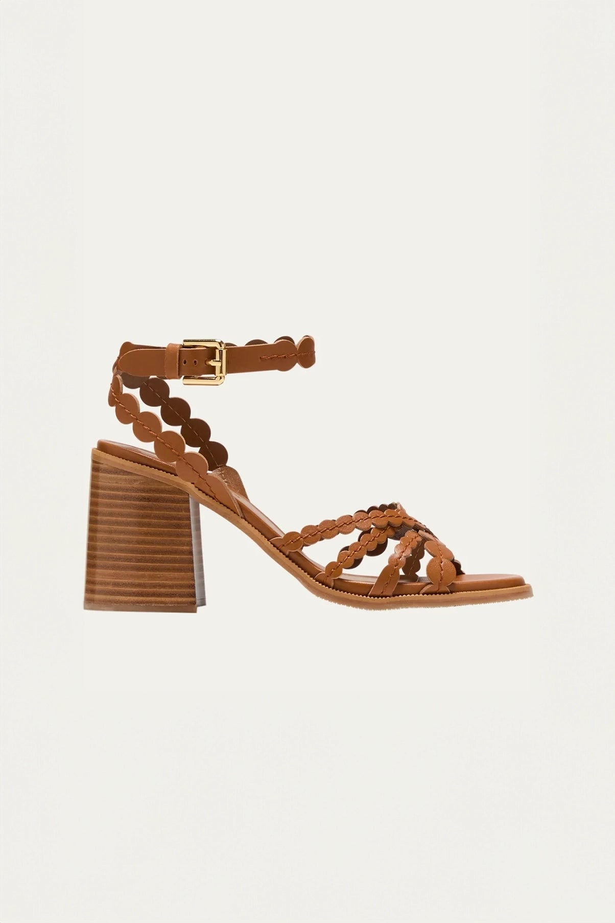 See By Chloe Kaddy Scallop Leather Ankle-Strap Sandals