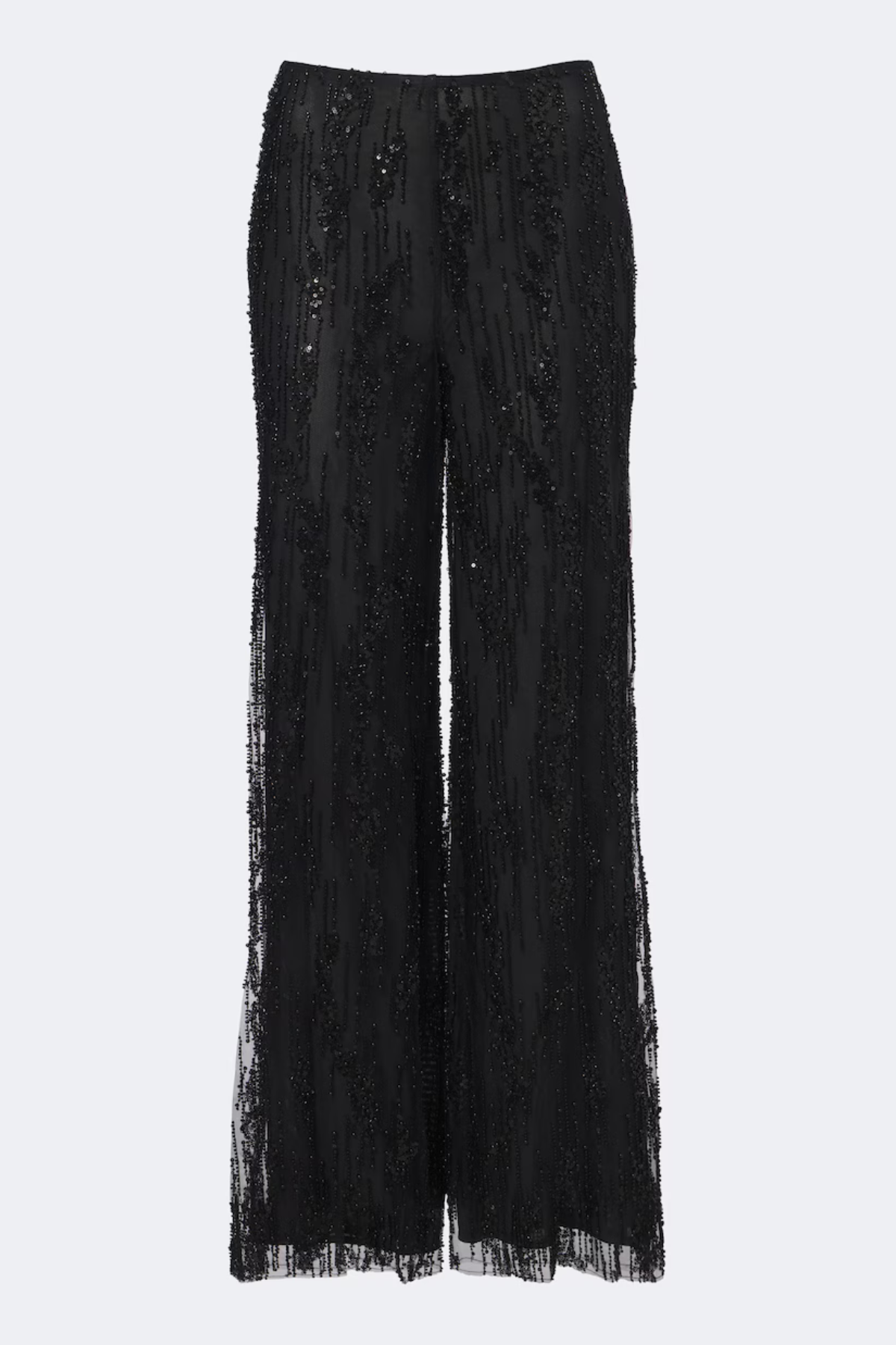 STAUD Jayden Pant in Black with all-over embellishment and wide-leg silhouette


