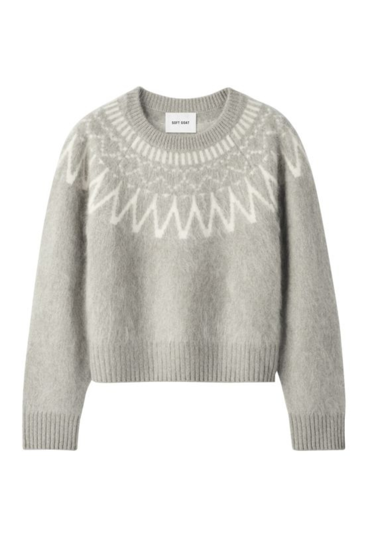 Soft Goat Brushed Fair Isle Crewneck - Greige
