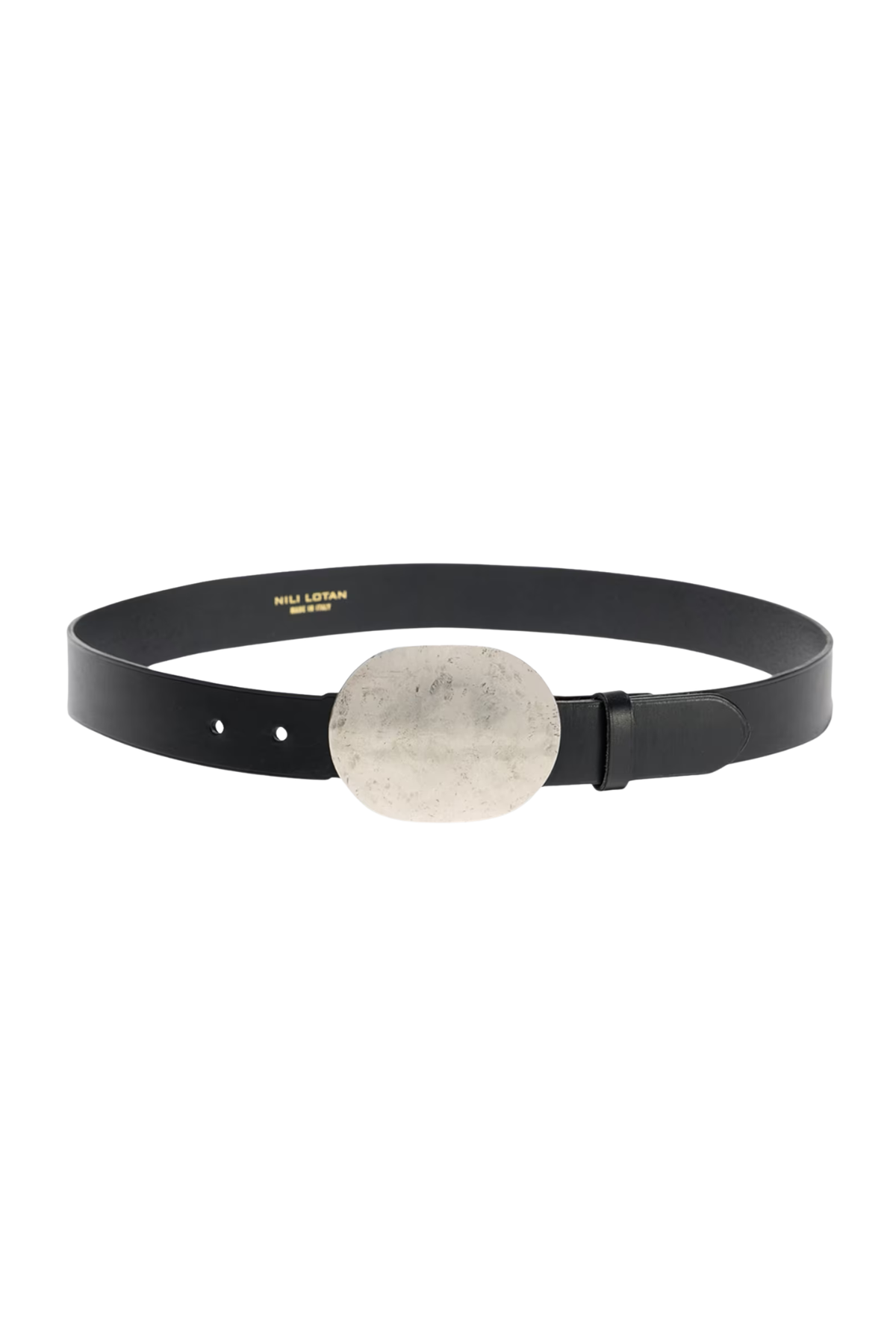 Nili Lotan Wayne Belt - Black W/ Hammered Antique Silver Buckle