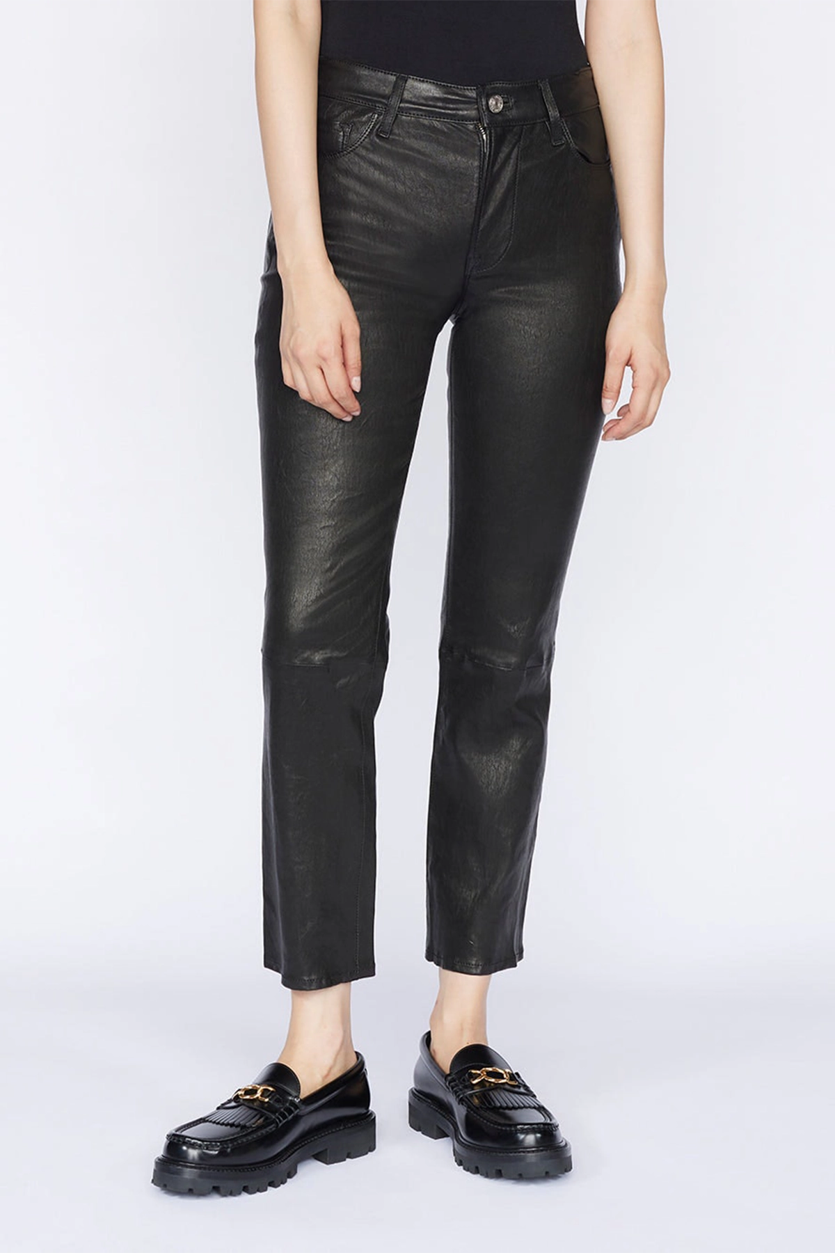 Frame Le High Straight Leather Pants