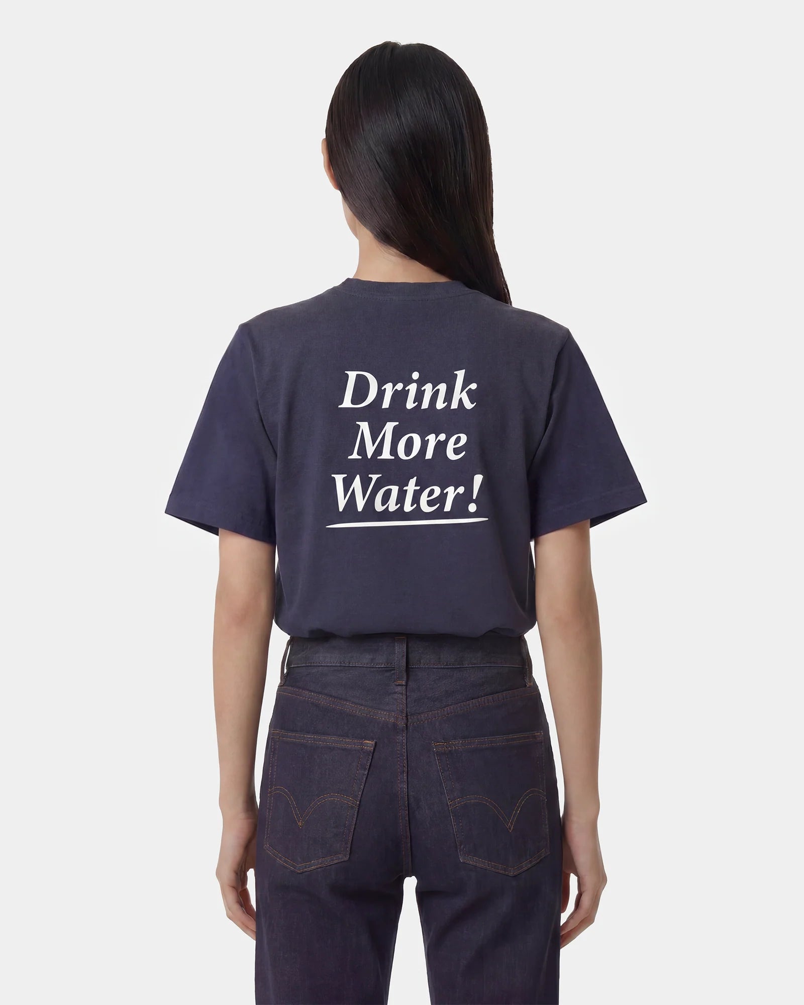 Sporty & Rich Drink More Water T-Shirt - Light Navy White