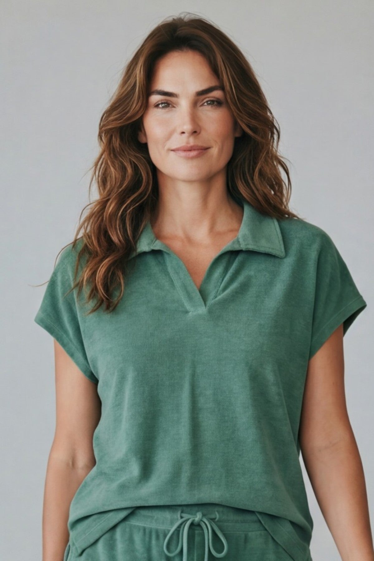 Majestic Filatures Organic Cotton Terry Semi Relaxed Sleeveless Polo - Agave
