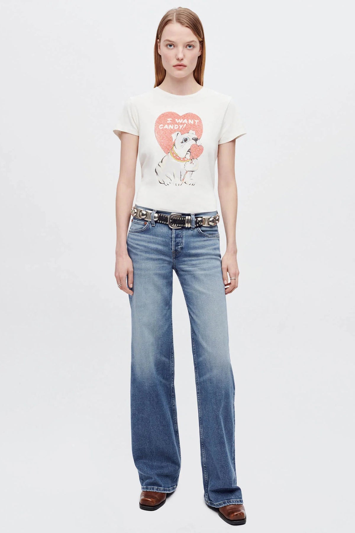 Re/Done Mid Rise Wide Leg Jeans