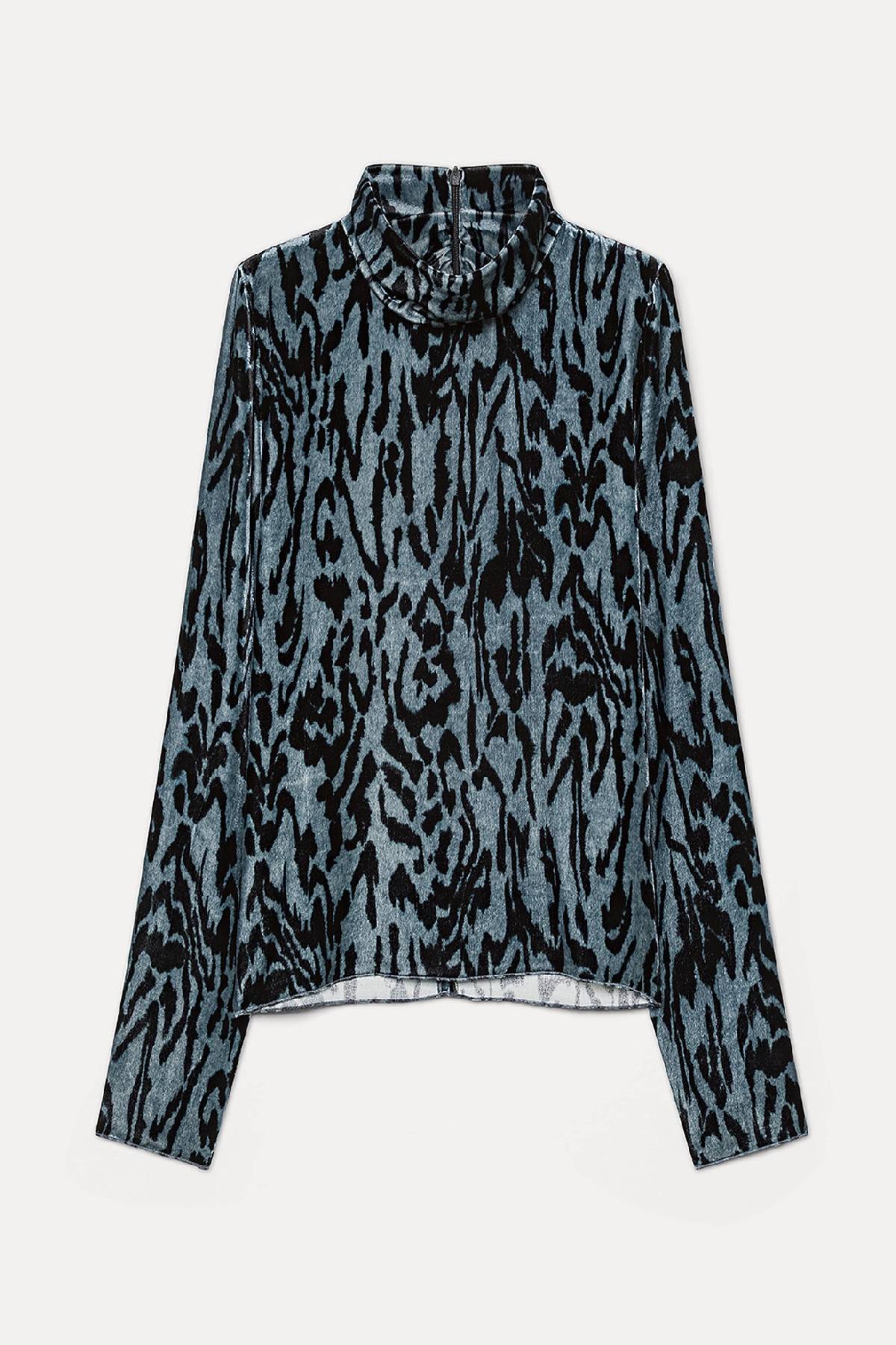 Camisa de cuello alto de terciopelo con estampado "Moiree" de Forte Forte